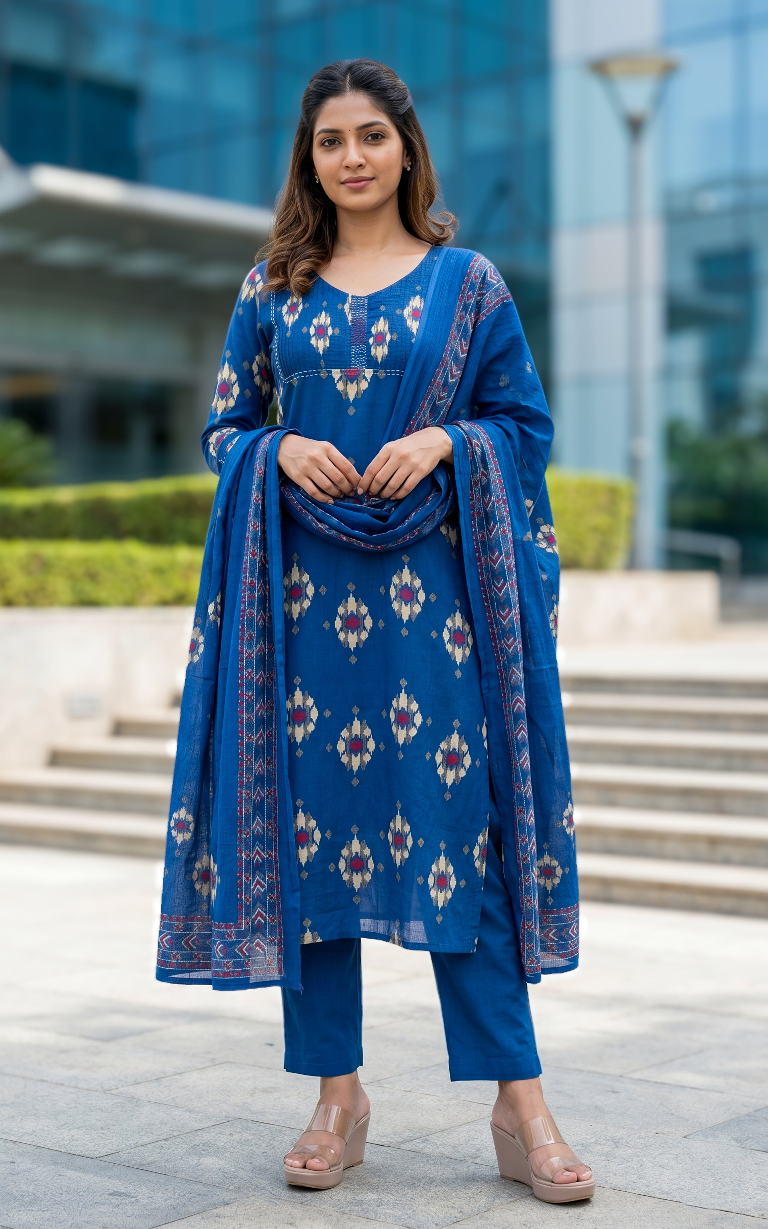 Moulika Blue (Kurti+Pant+Dupatta)