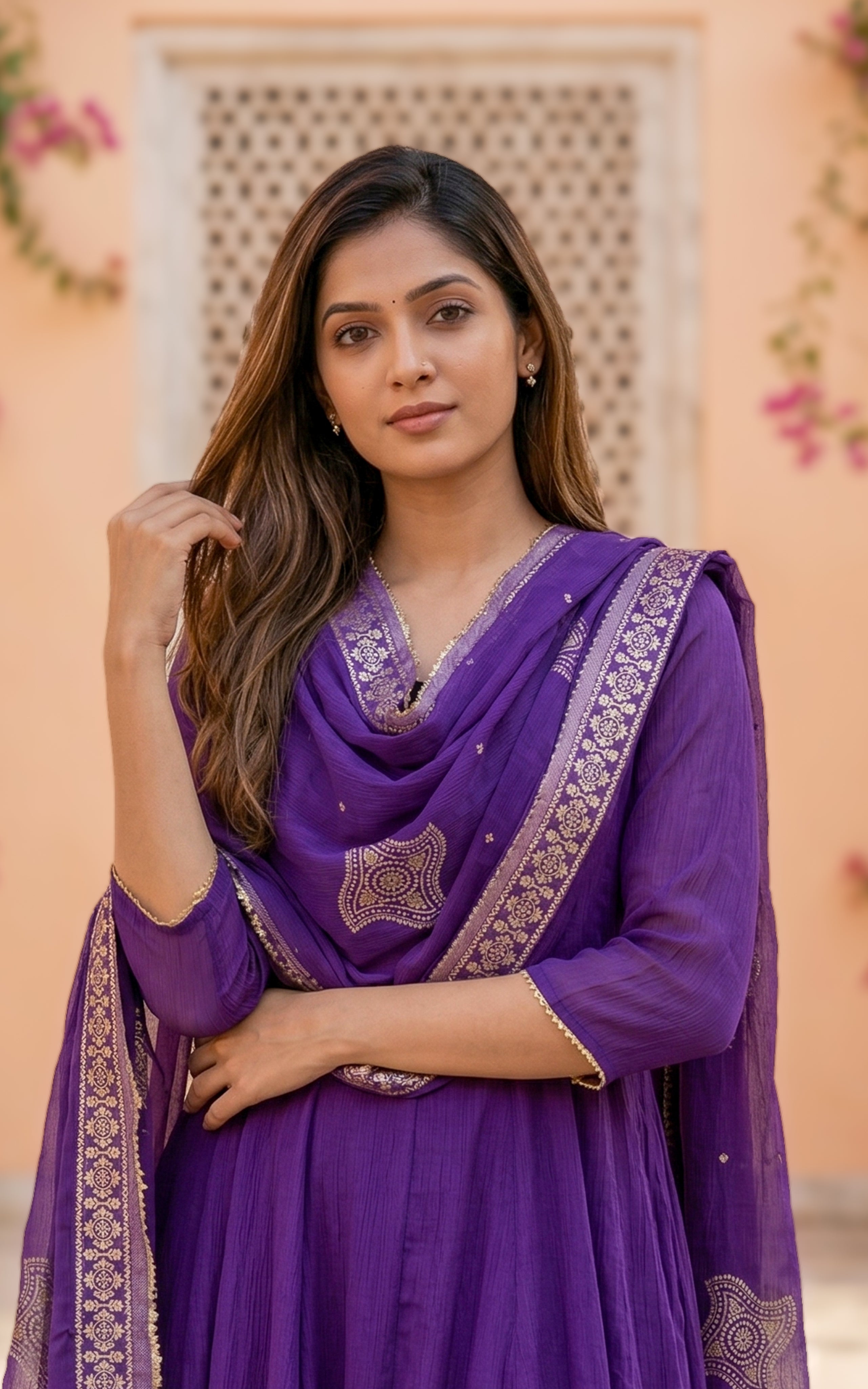 Sreelakha Violet (Kurti+Dupatta)