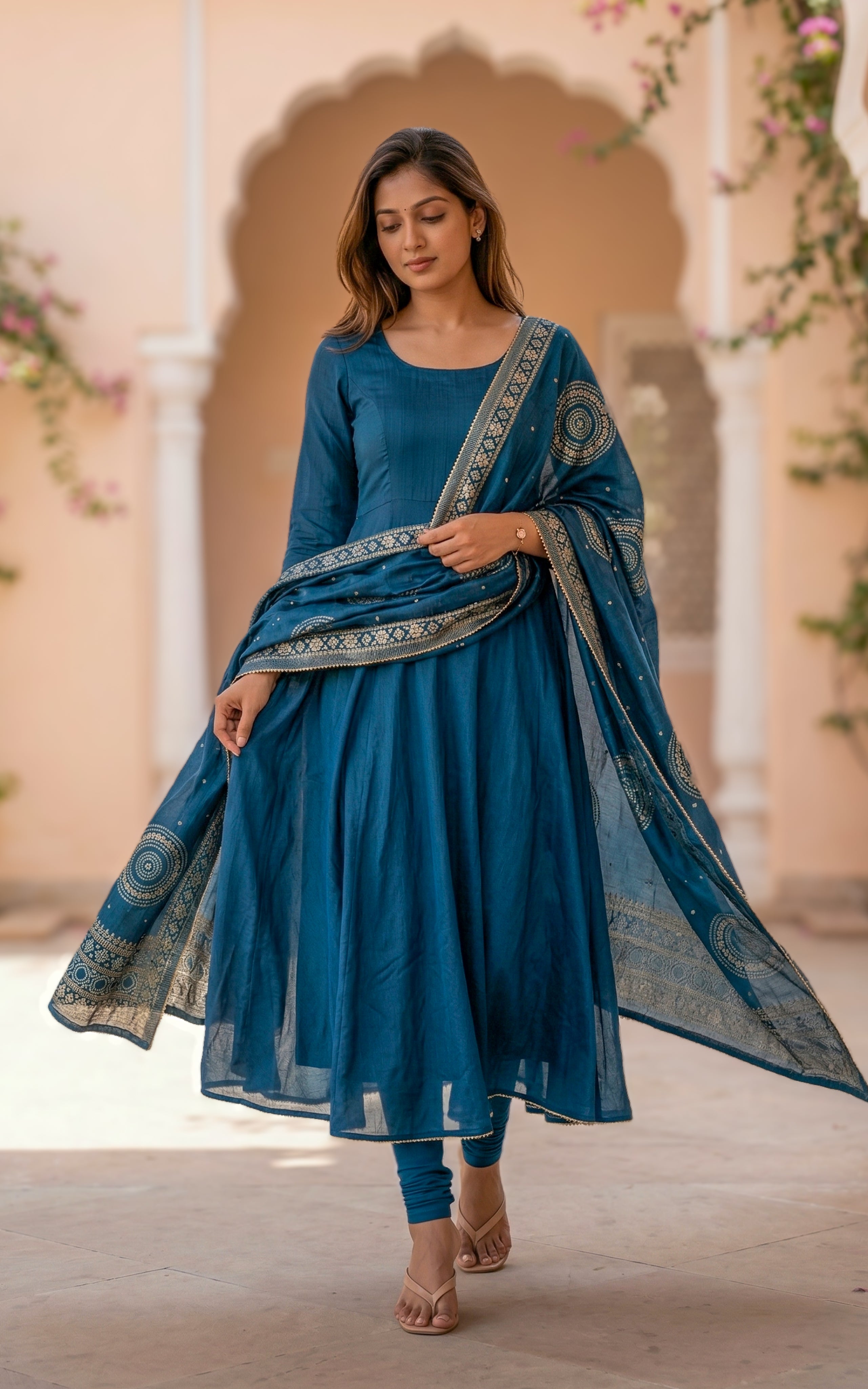 Sreelakha Teal (Kurti+Dupatta)