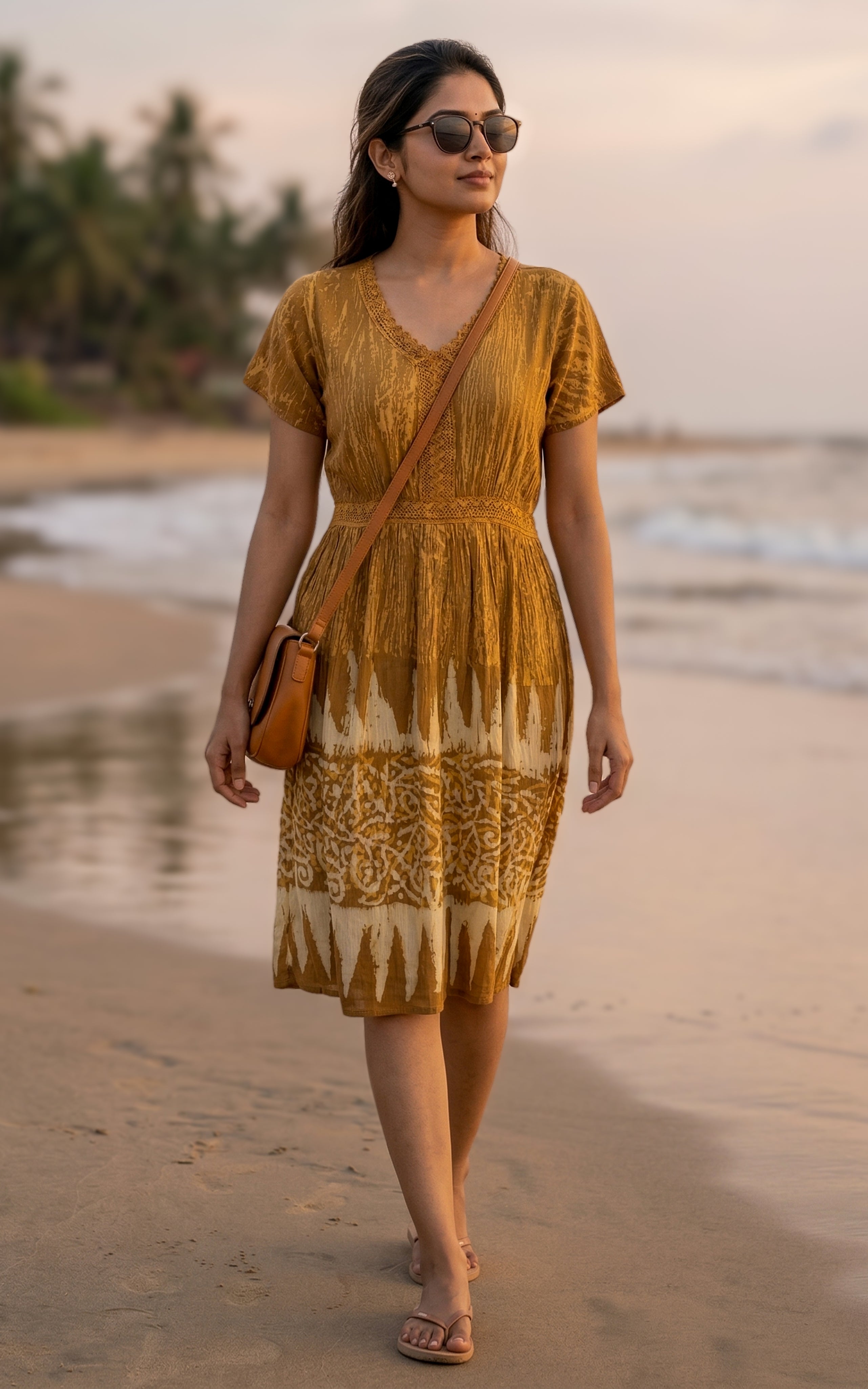 Light Brown Viscose Indo Western Maxi Dress - Add to Cart Now