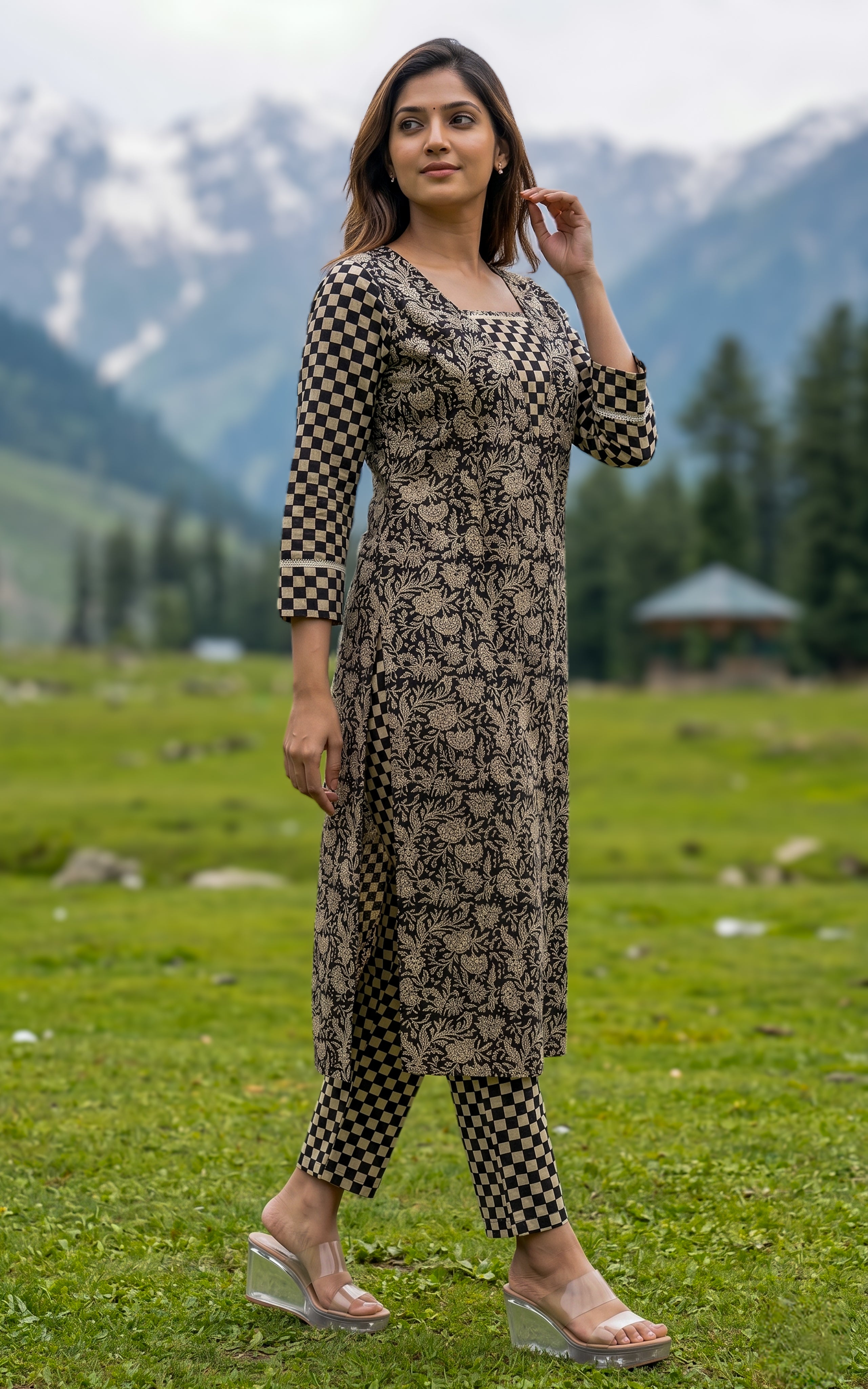 Daily Wear Black Cotton Kurti For Women