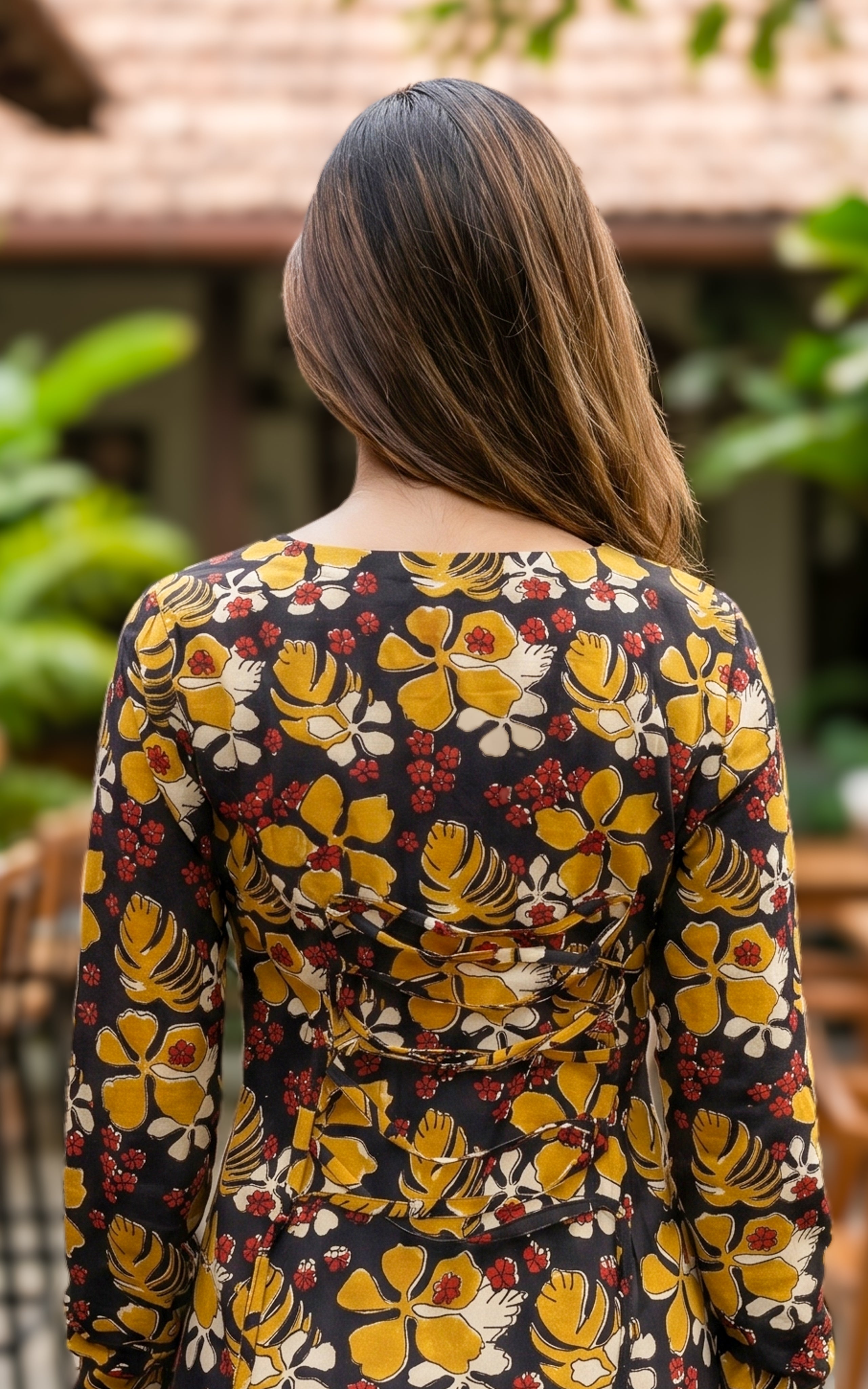 Instore – Handblock Printed Cotton Short Straight Cut Kurti for Women – Gathered Sleeves – Ethnic Wear
