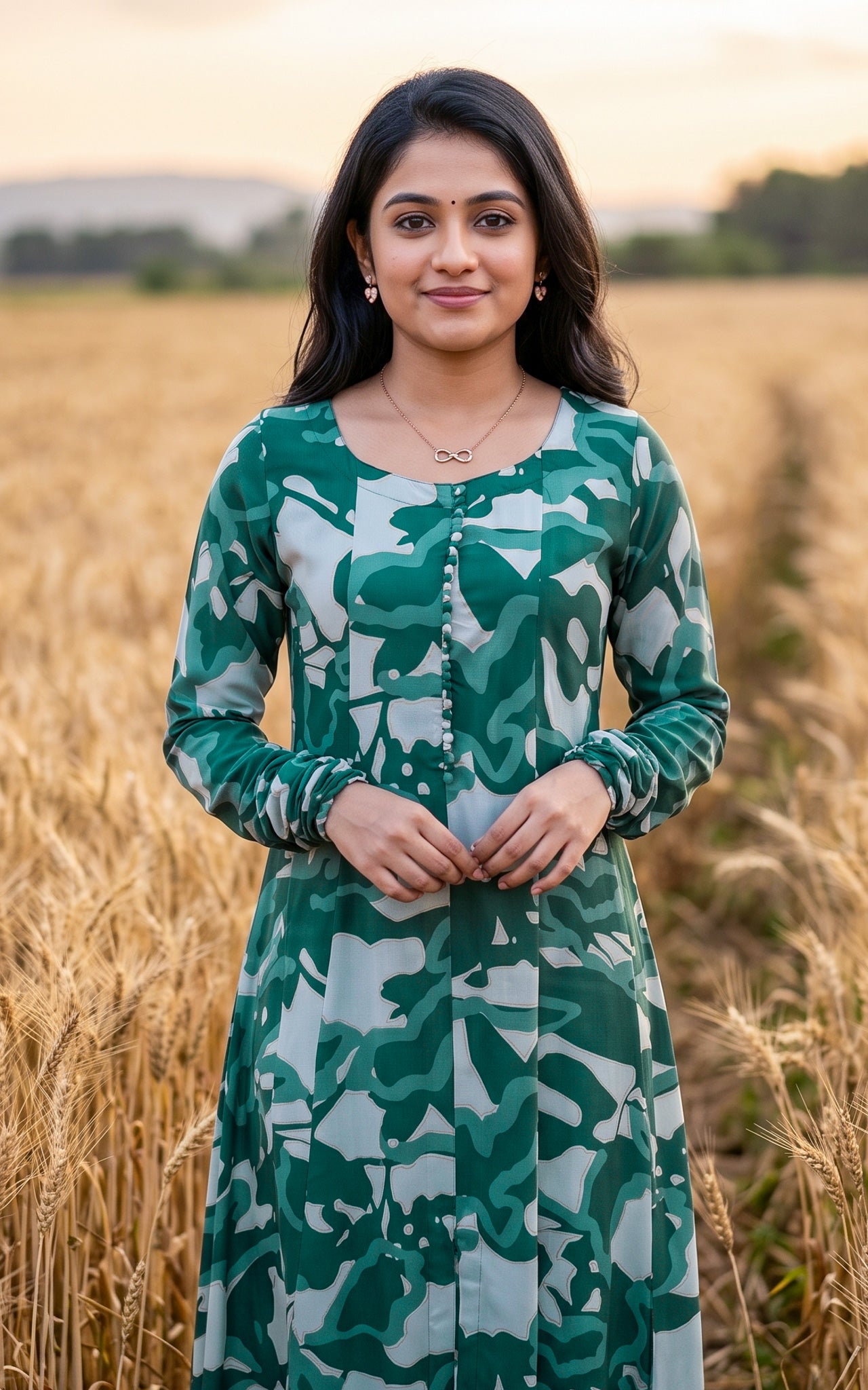 Green South Cotton Kurti Set for Women