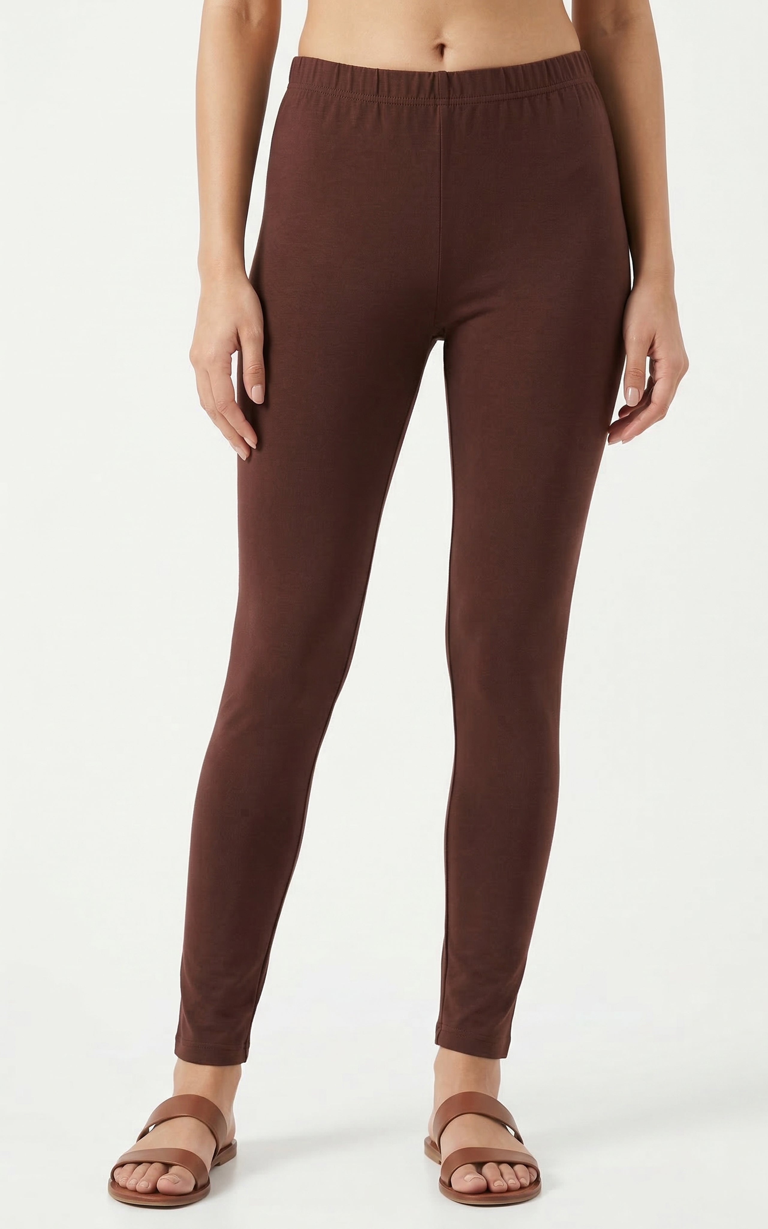 Instore – Cola Brown Ankle Length Legging for Women – Stretchable – Mix N Match Bottom Wear