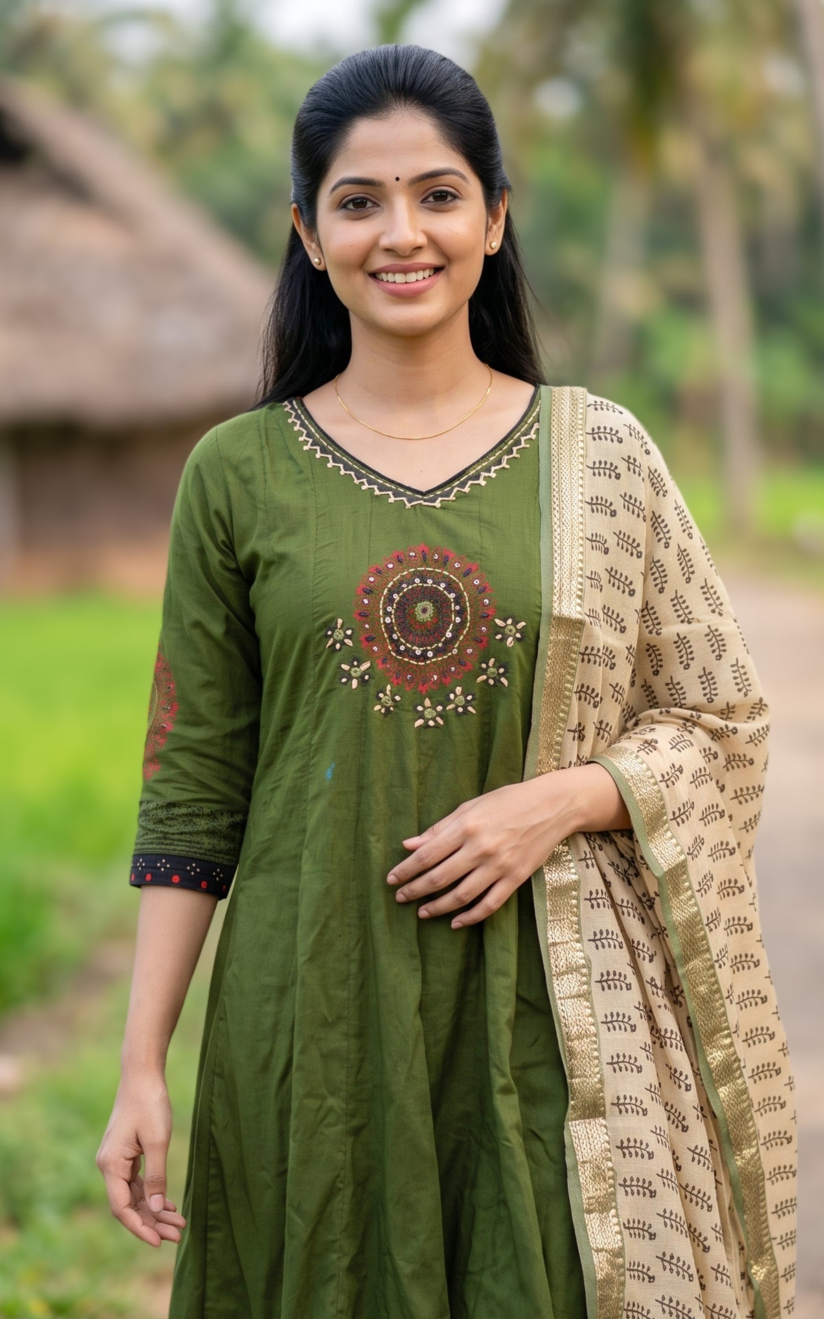 Panithuli Green (Kurti+Dupatta)