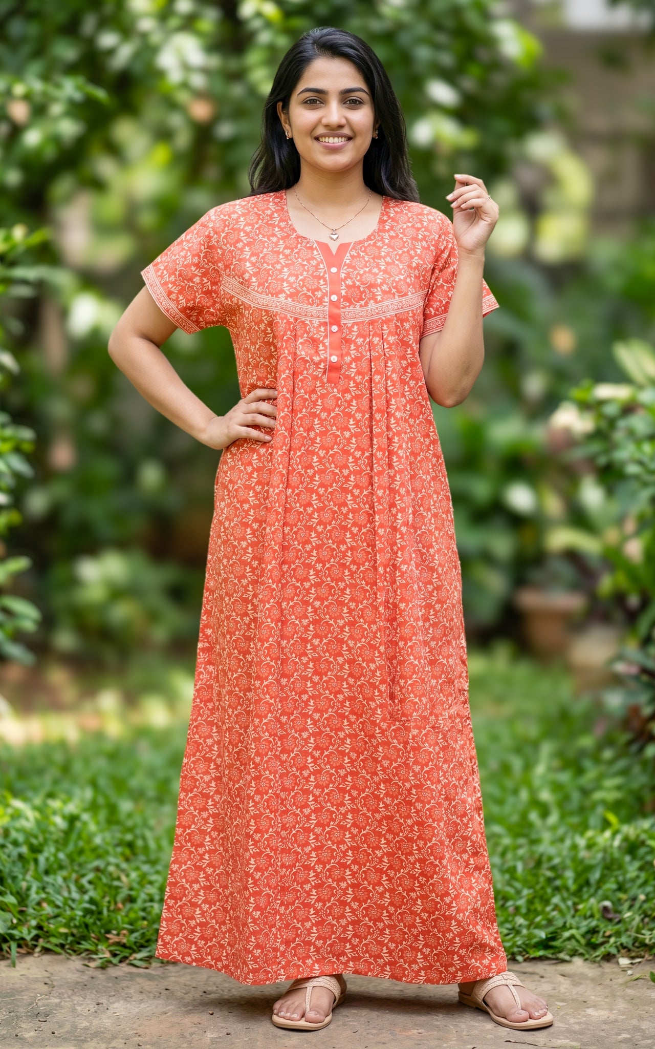 Cotton Straight Fit Nighty-162SS8C