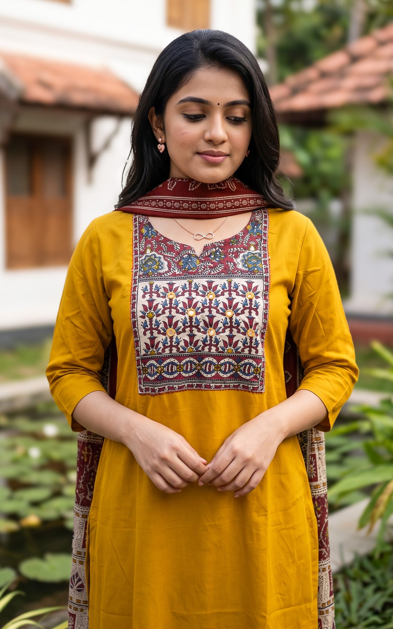 Ranvika Mustard Handblock (Kurti+Pant+Dupatta)