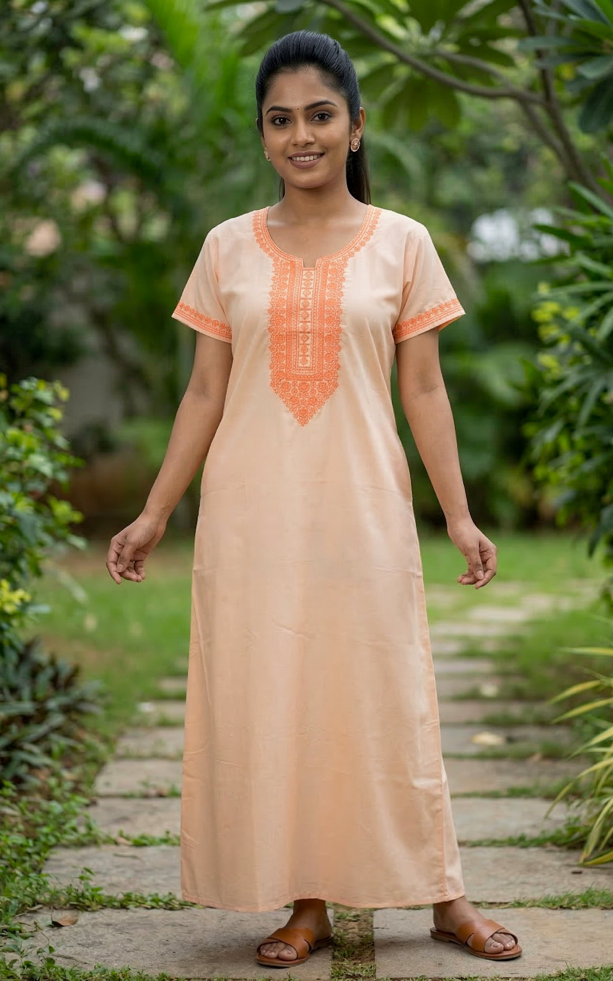 Cotton Straight Fit Nighty-159SS8