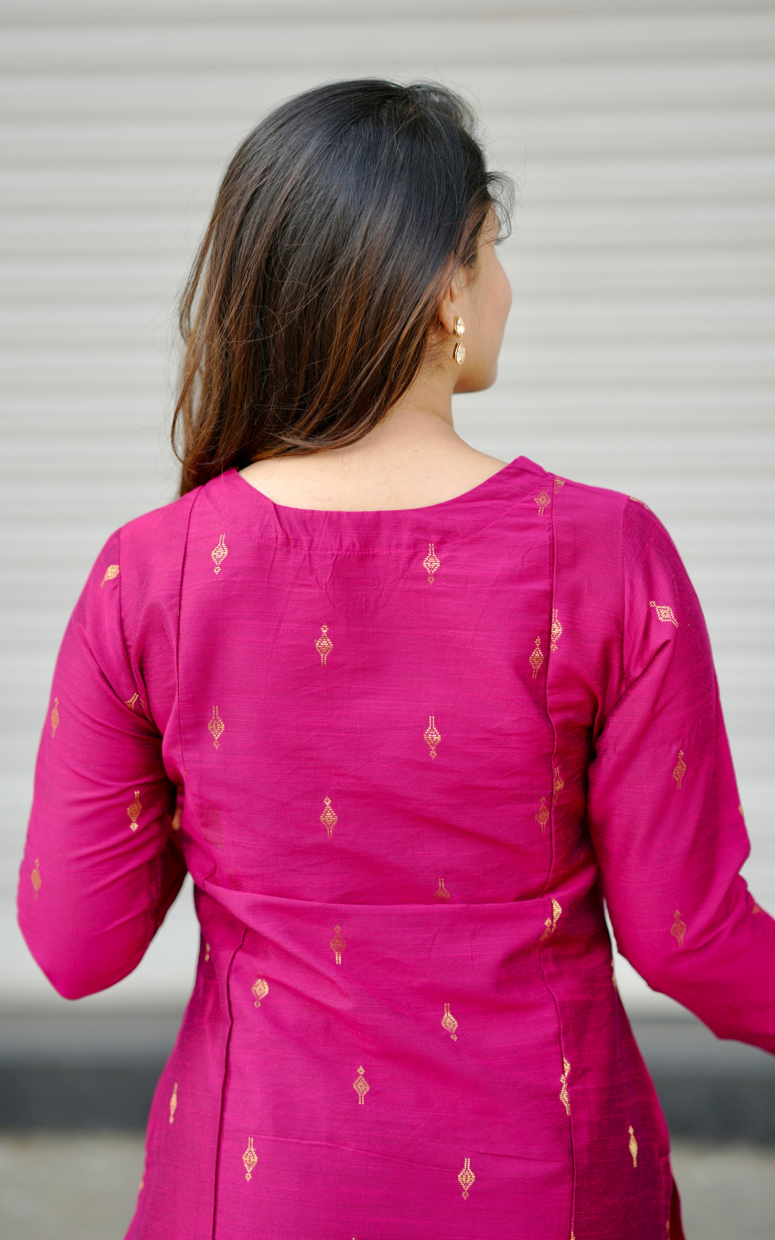 Silk cotton kurti with side slit for women