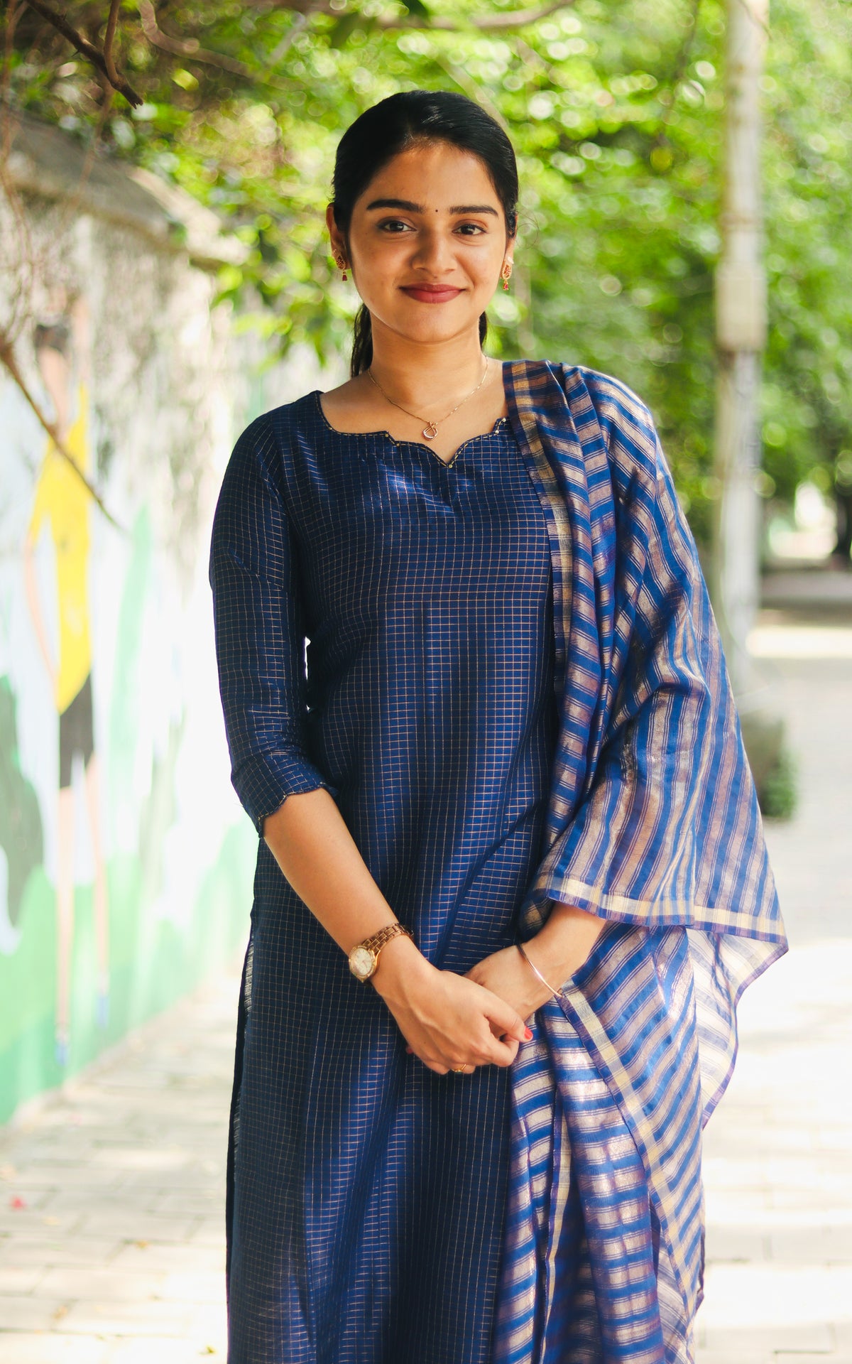Narumugai Blue (Kurti+Dupatta)