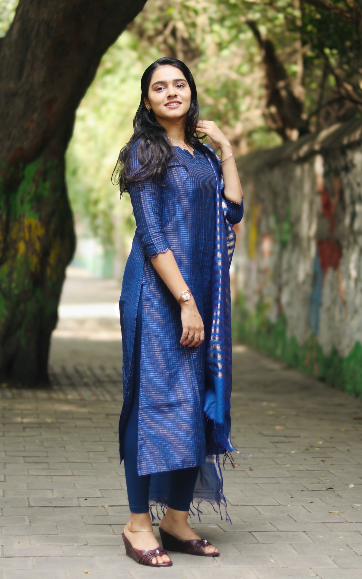 Narumugai Blue (Kurti+Dupatta)