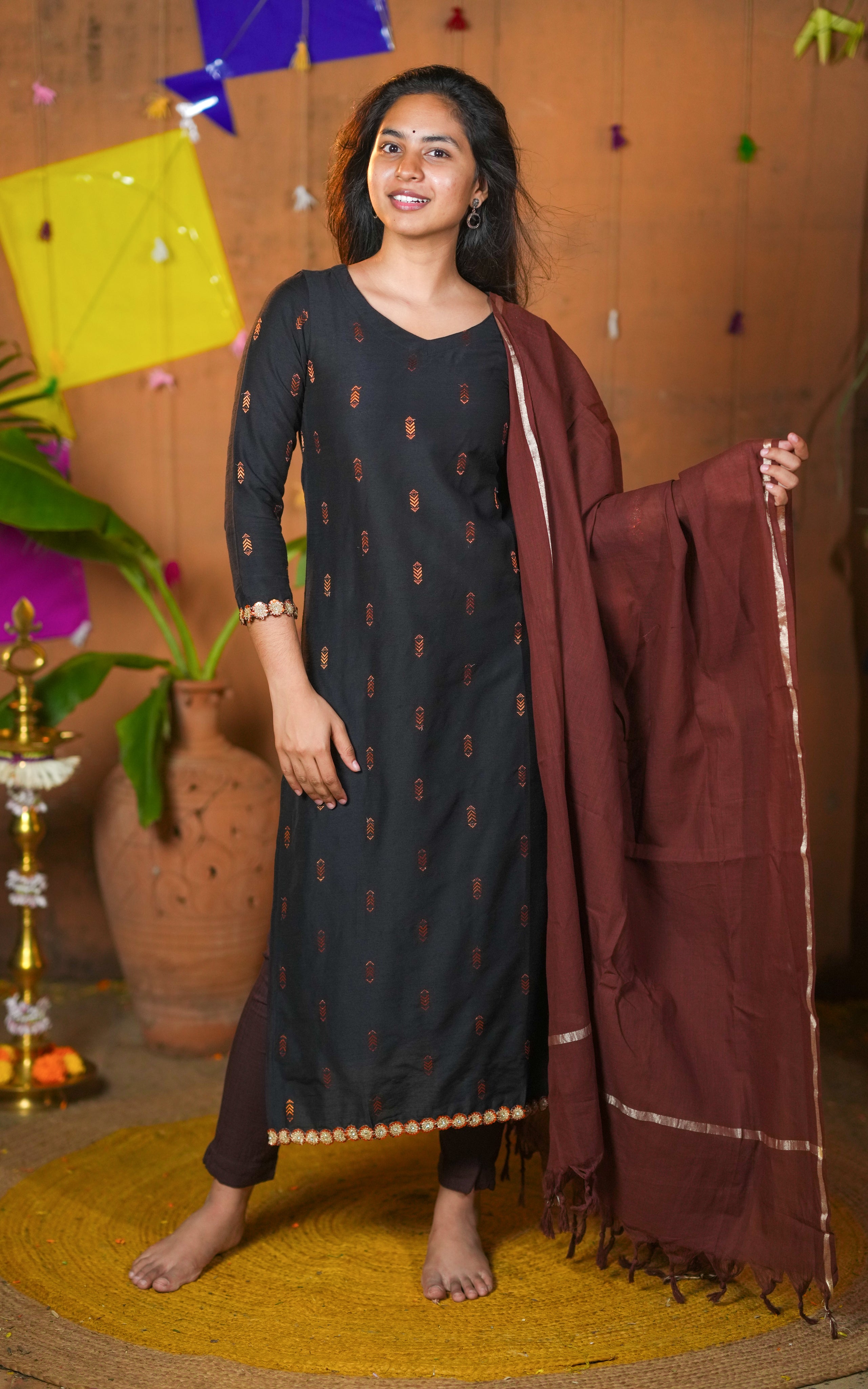 three fourth sleeve kurti women