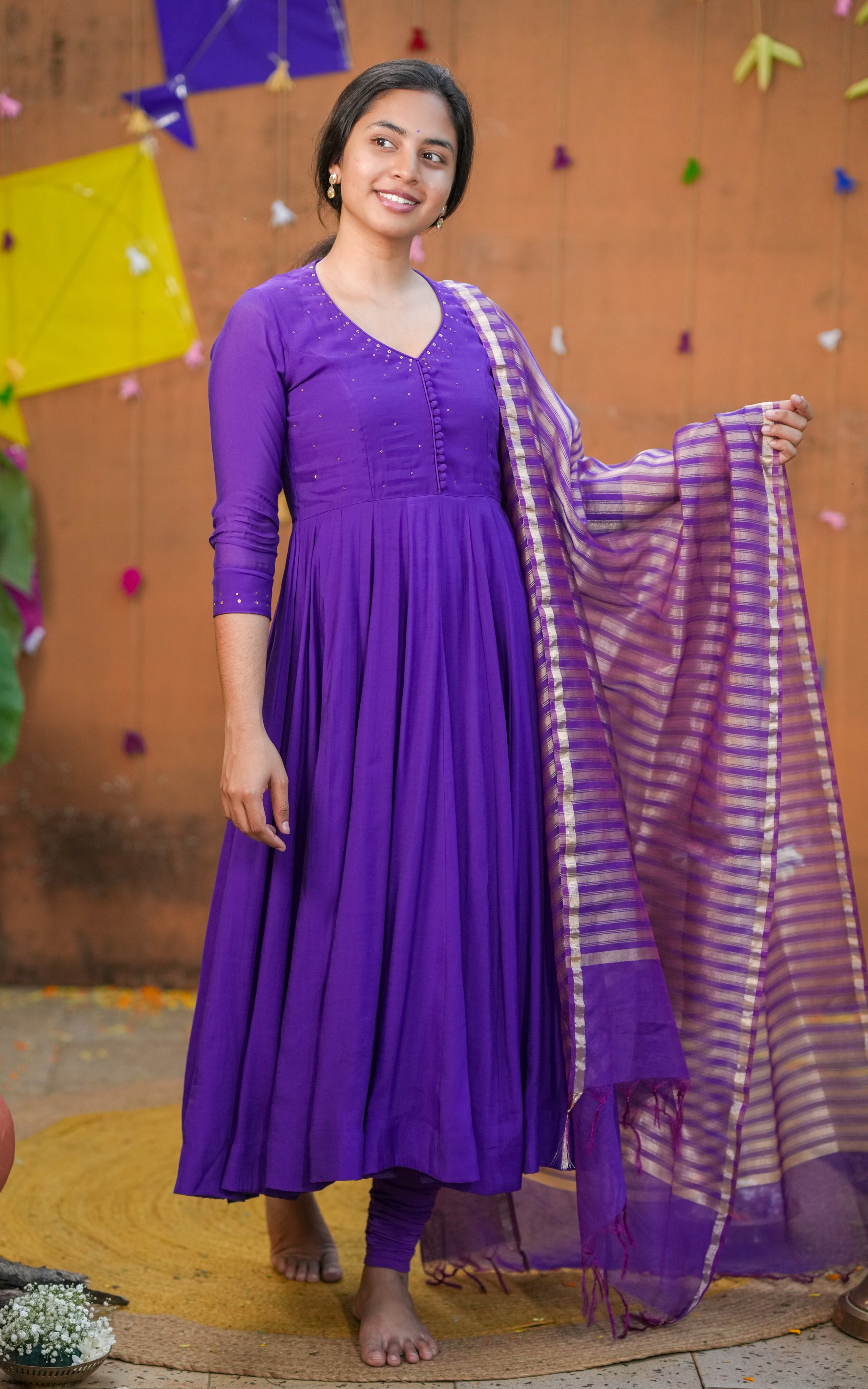 Royal purple anarkali for women