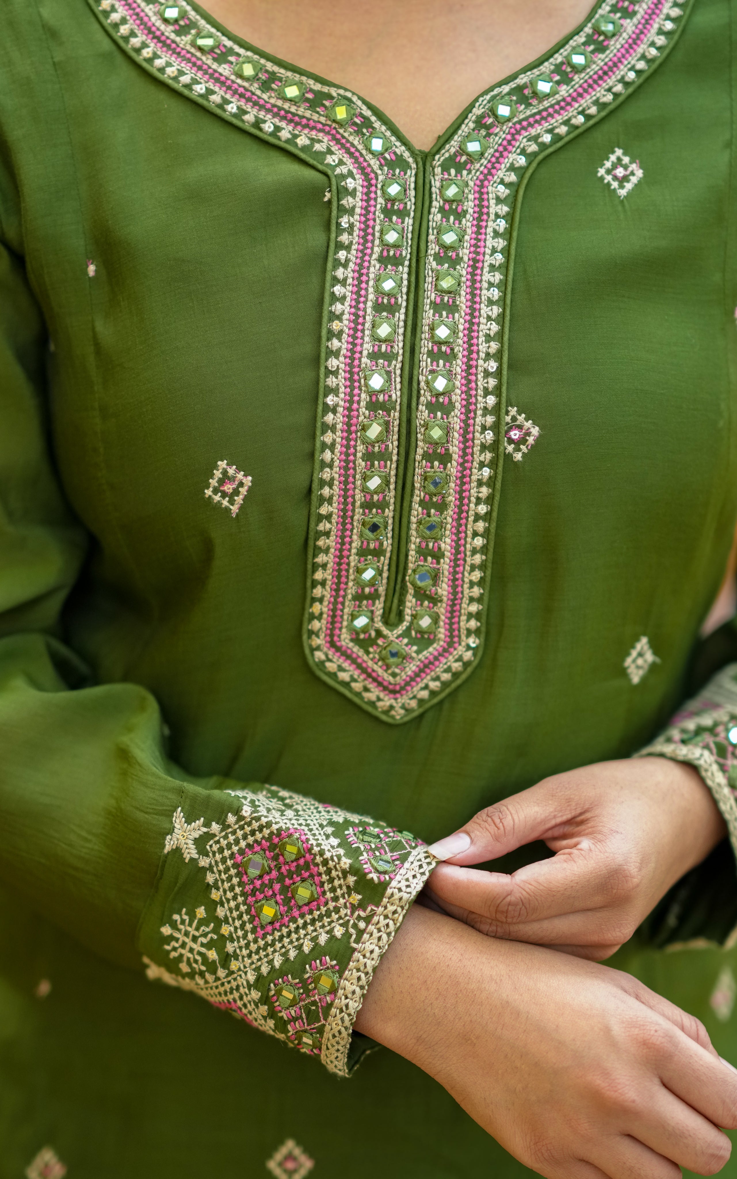 Art silk full sleeve kurti for women