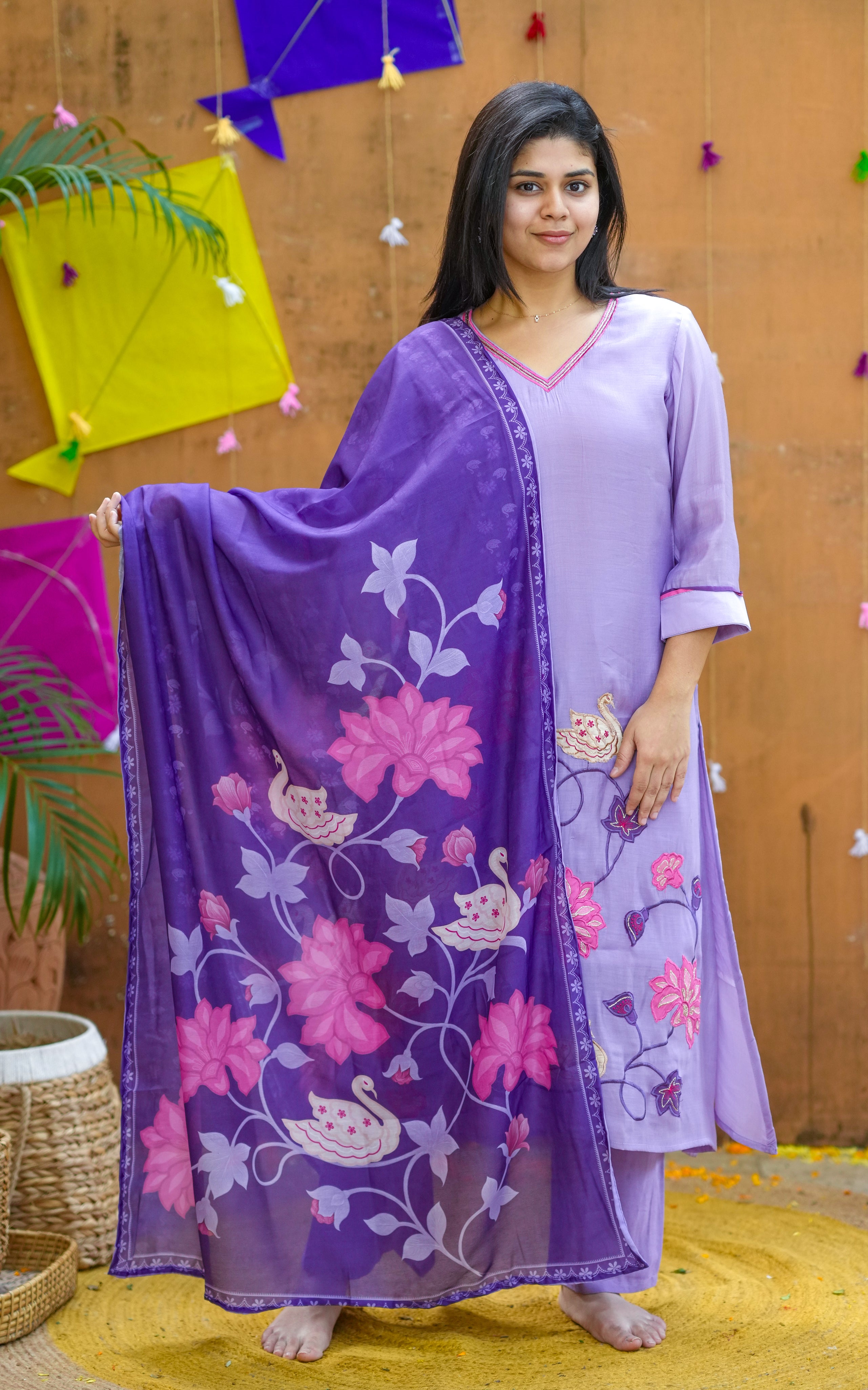 Embroidered Aline Kurti set