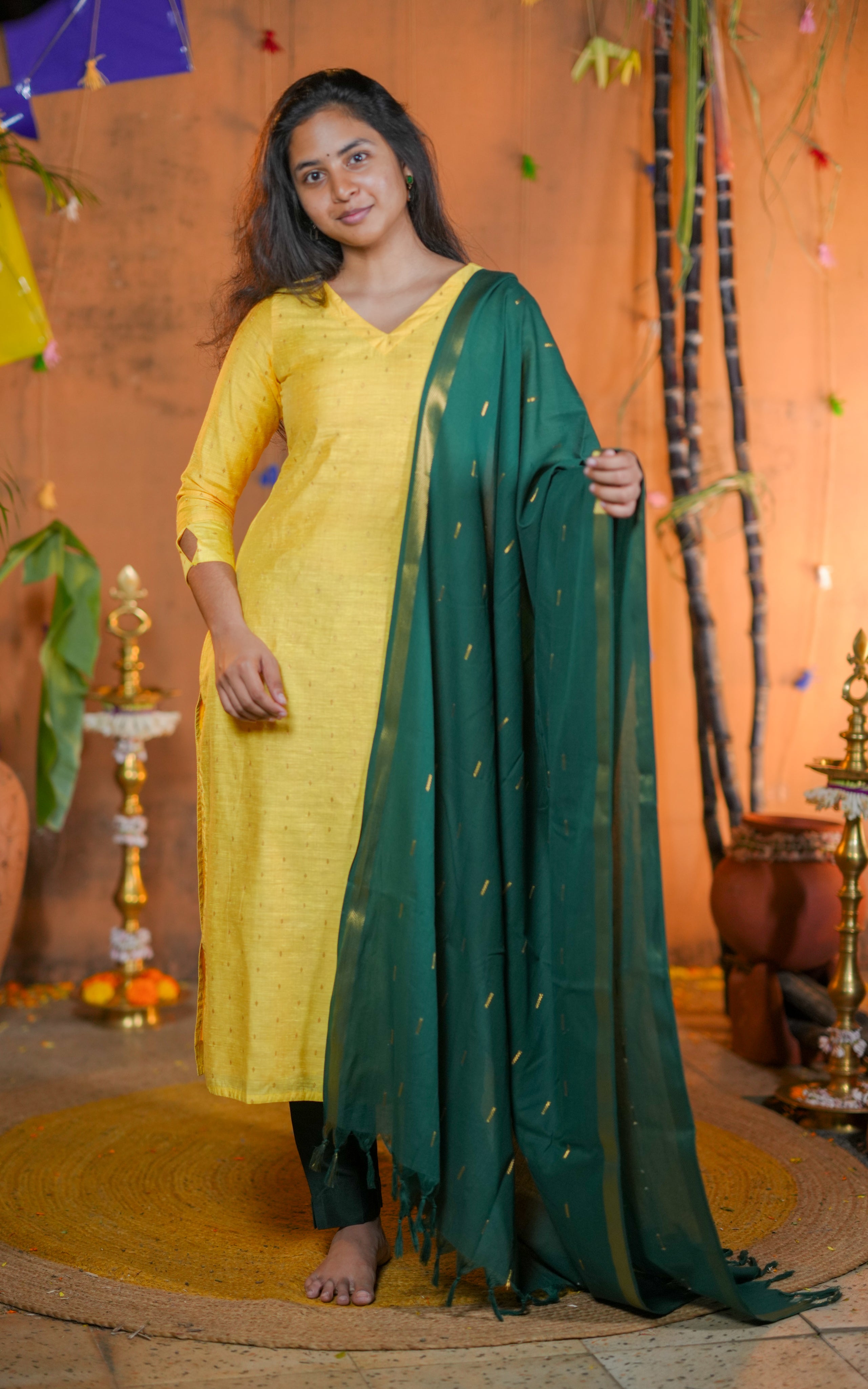 V-Neck Straight Cut Kurti