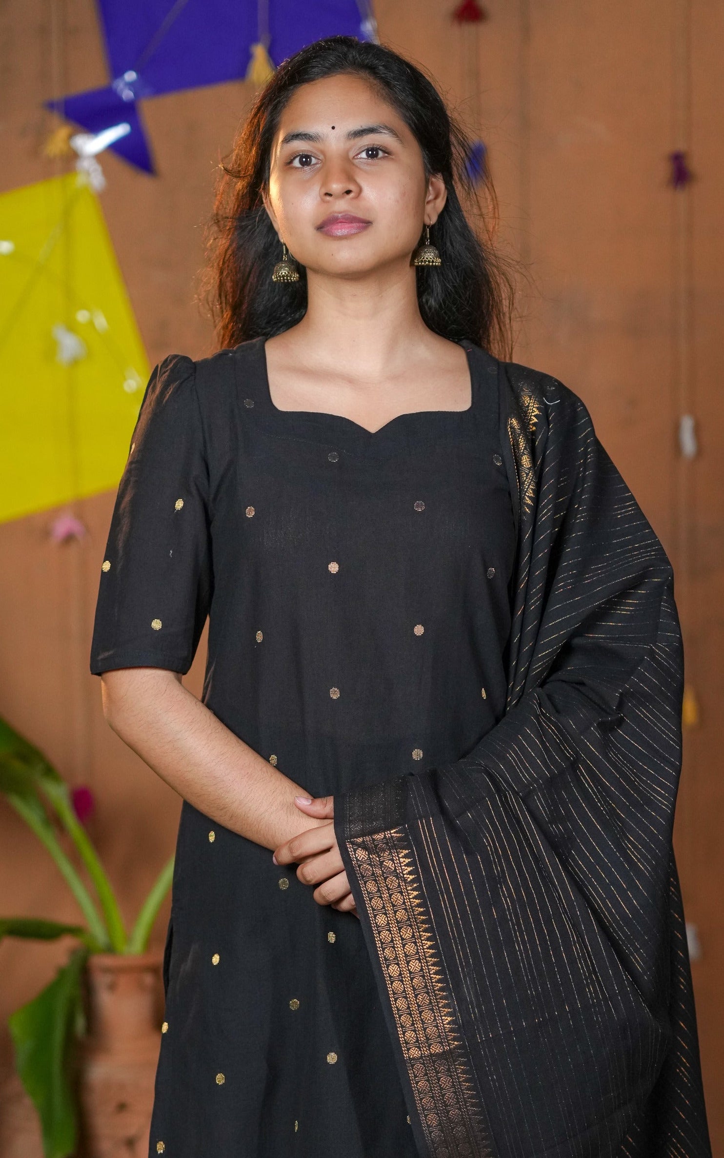 Straight Cut Kurti with Puff Sleeves