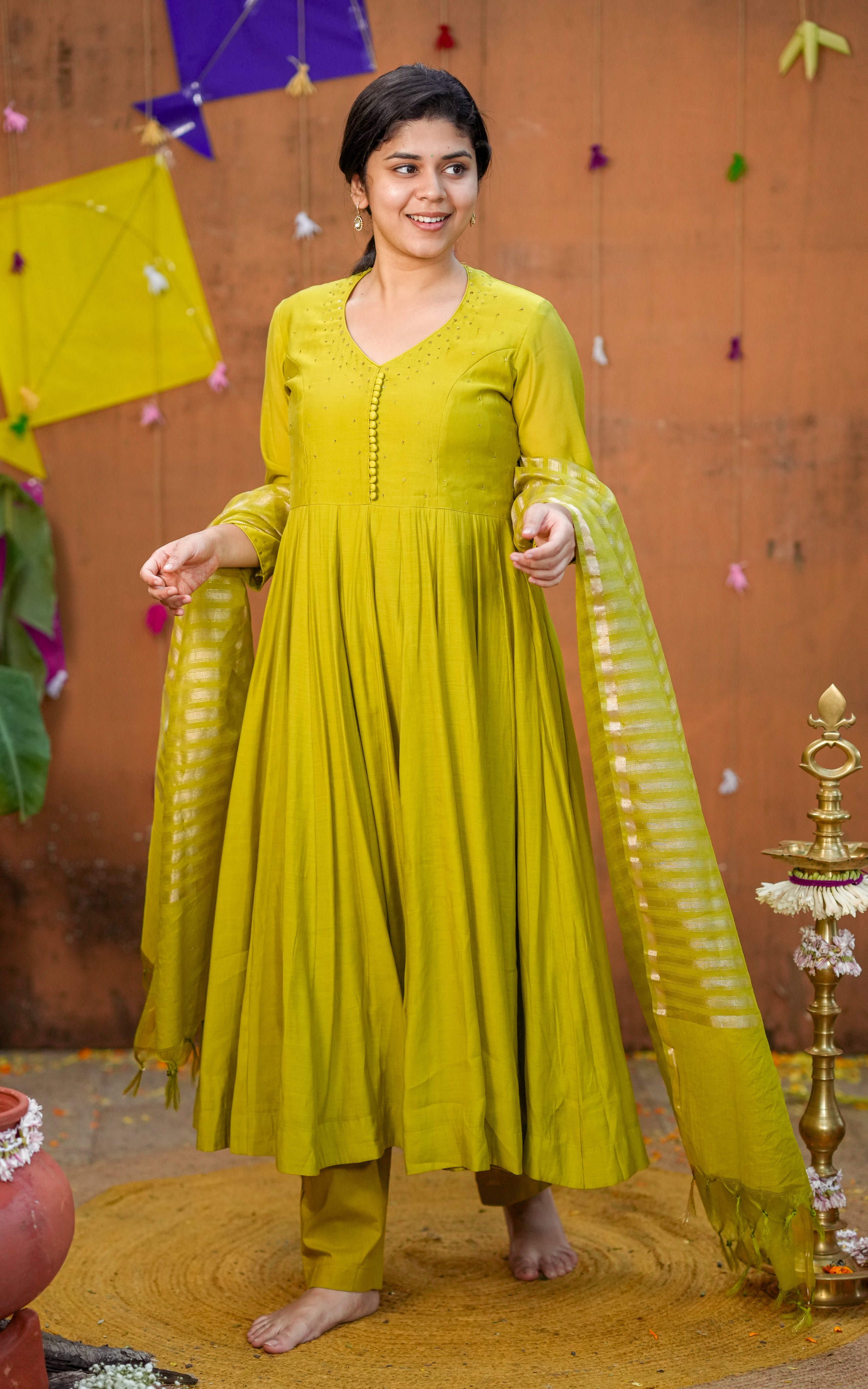 Knee Length Umbrella Dress Pic Gold Umbrella Gown With Heavy Embroidery  Work Online In India