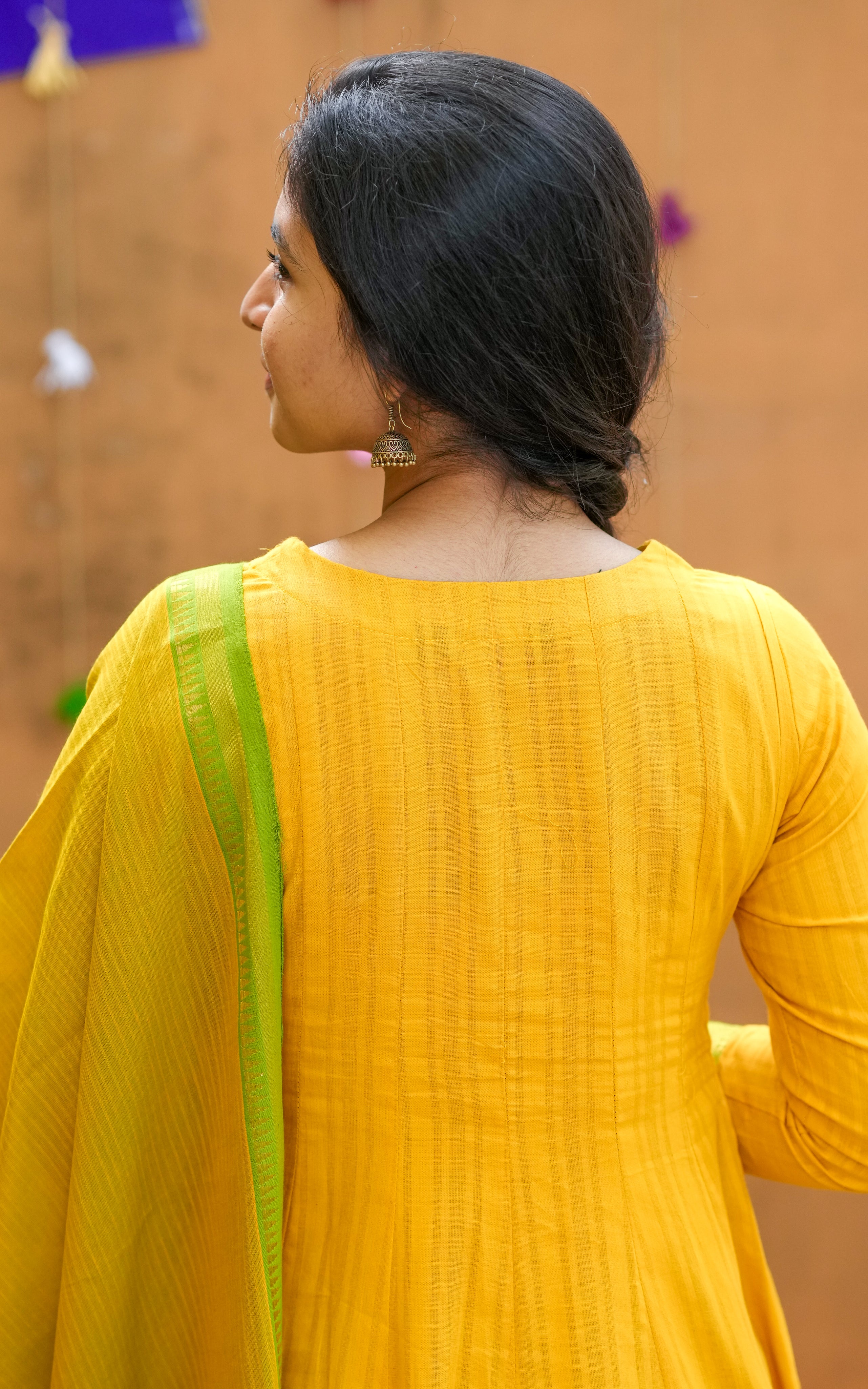 Mango yellow anarkali for women