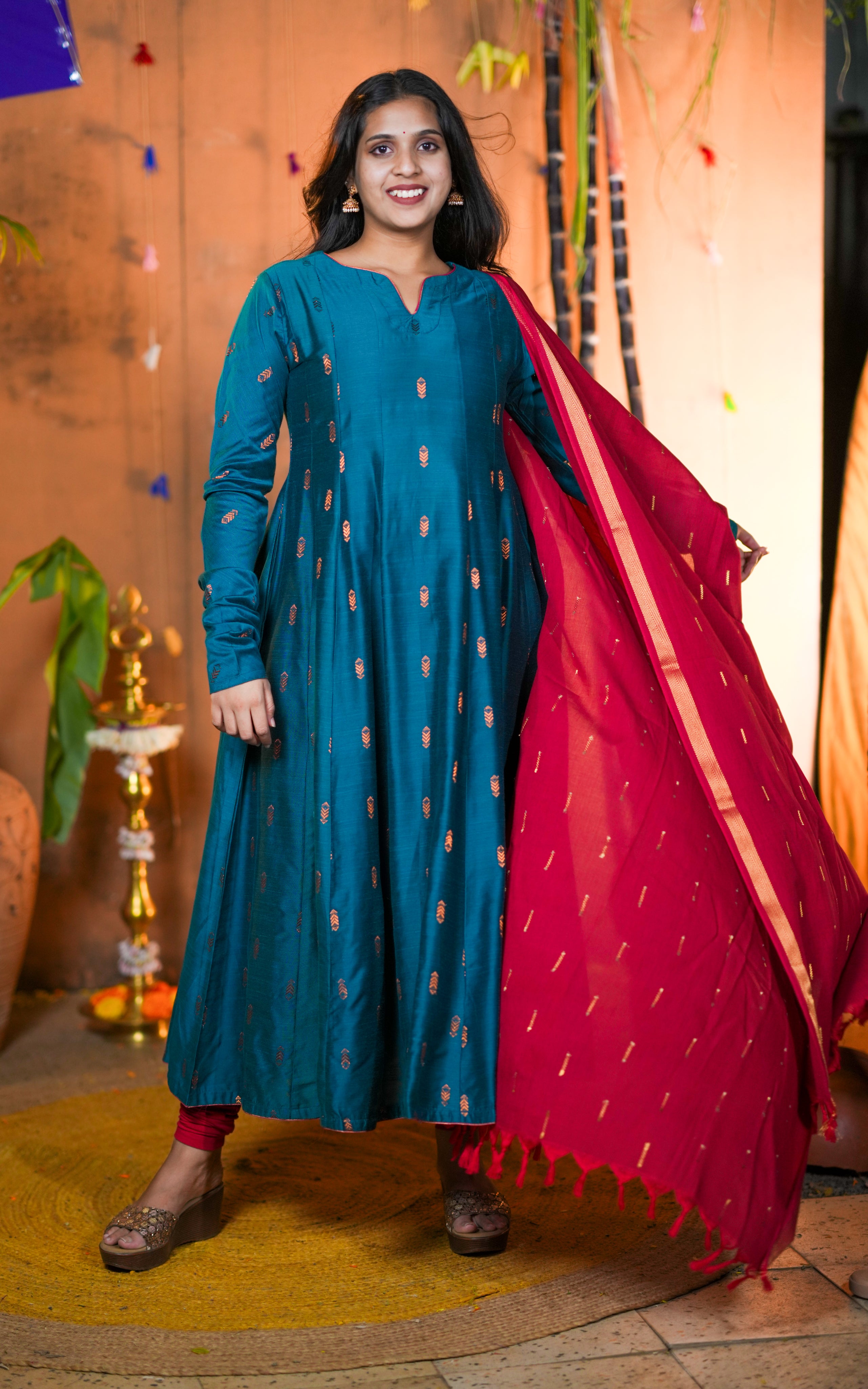 Silk Cotton Anarkali for festive season