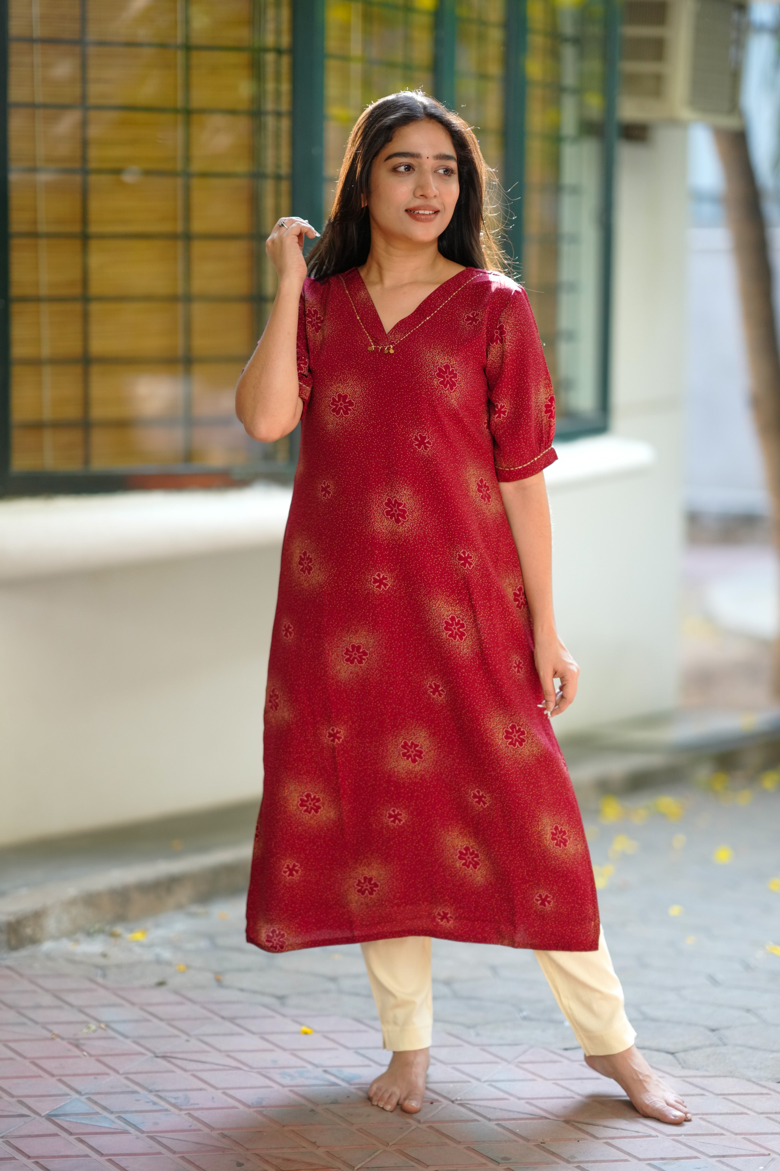 Maroon Georgette Kurti for Women
Georgette Straight Cut Kurti for Women