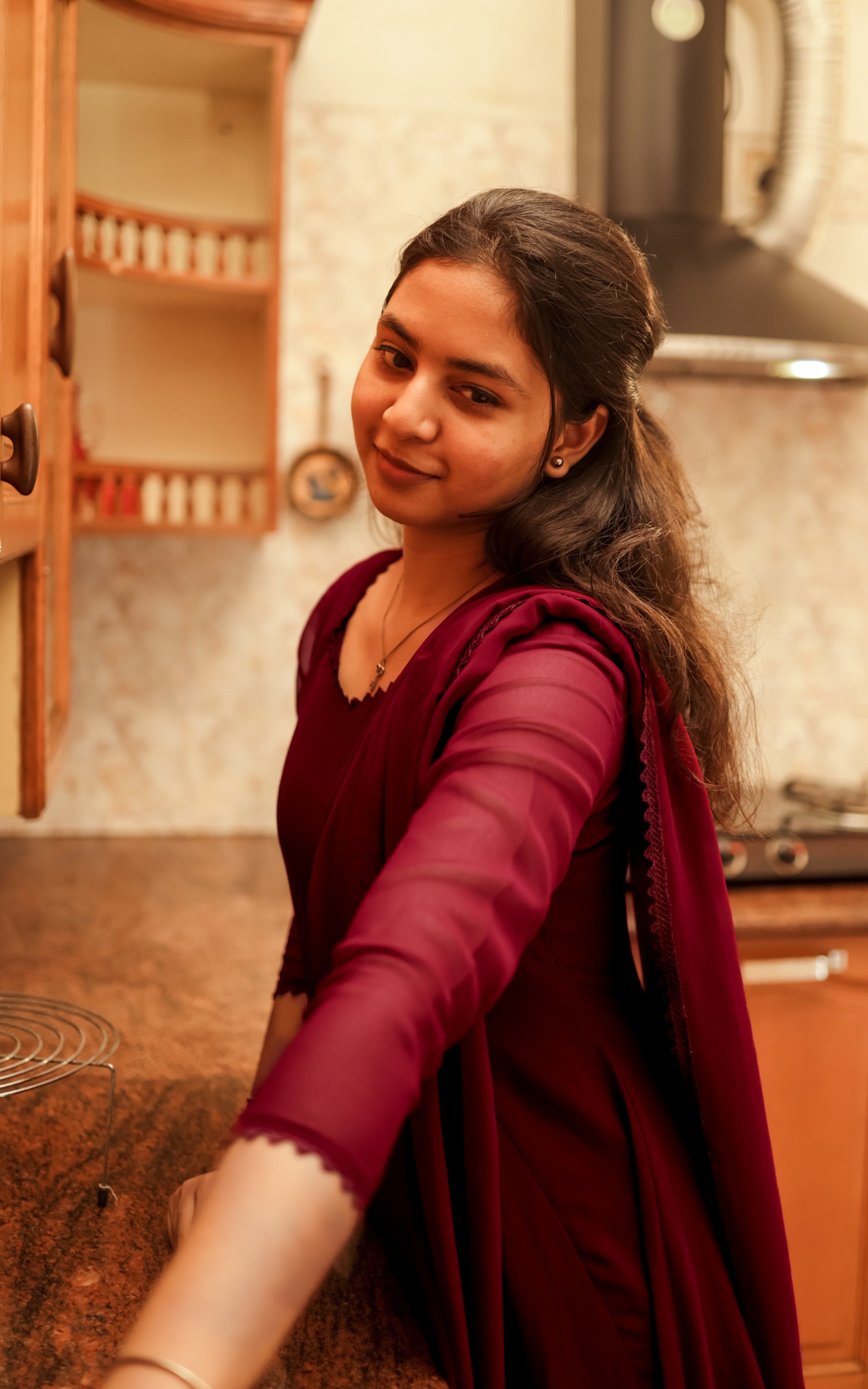 Om Shanti Oshanna Wine (Kurti+Dupatta)