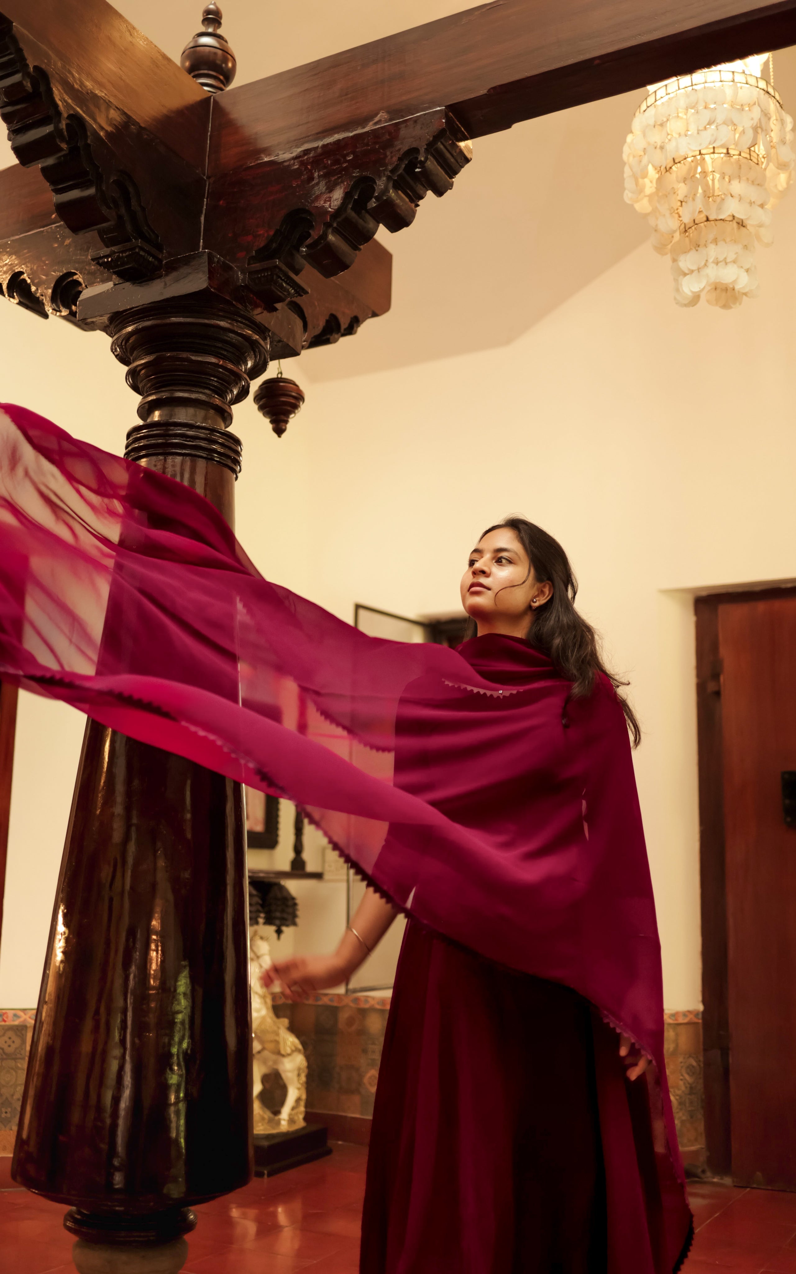 Om Shanti Oshanna Wine (Kurti+Dupatta)