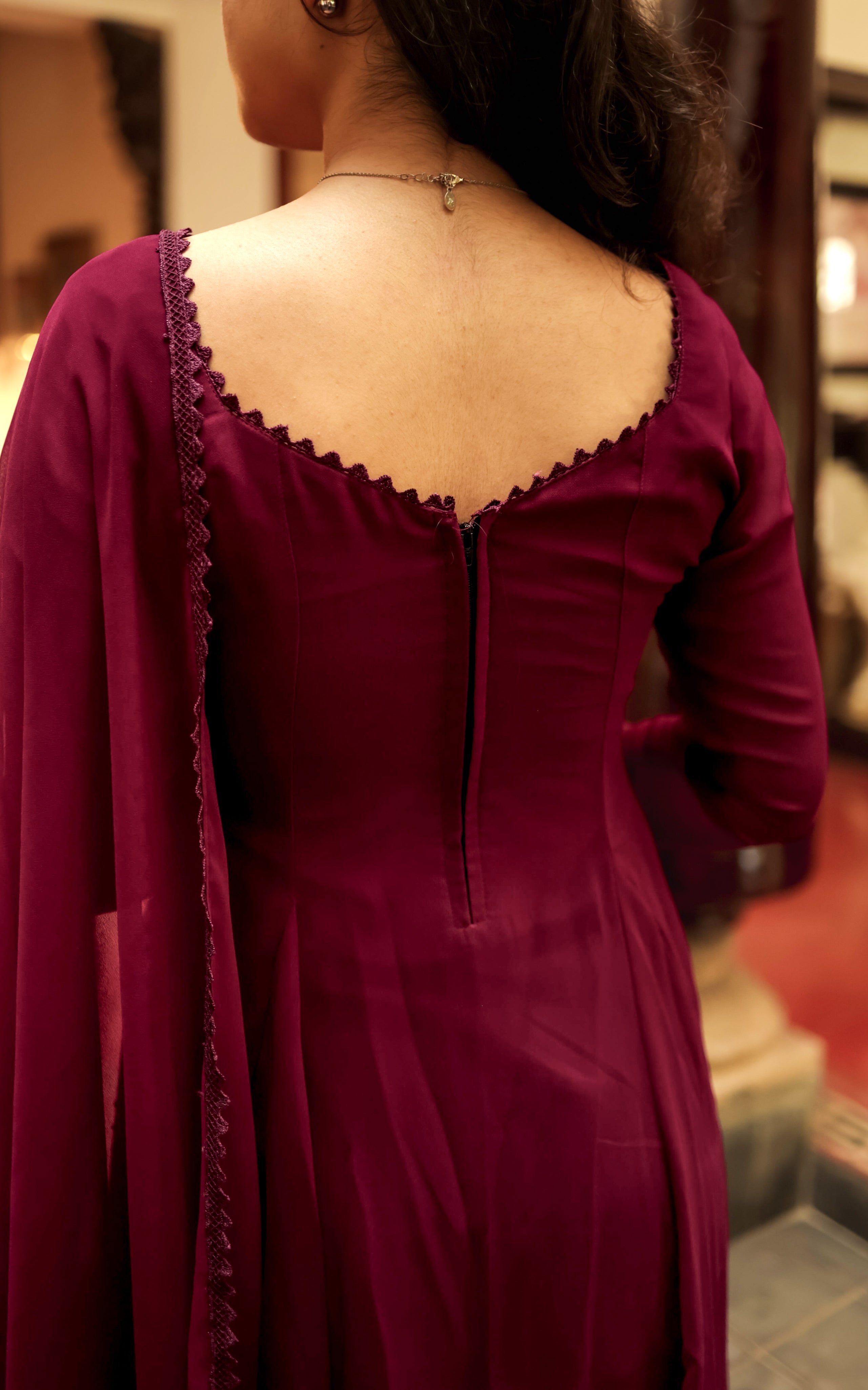 Om Shanti Oshanna Wine (Kurti+Dupatta)