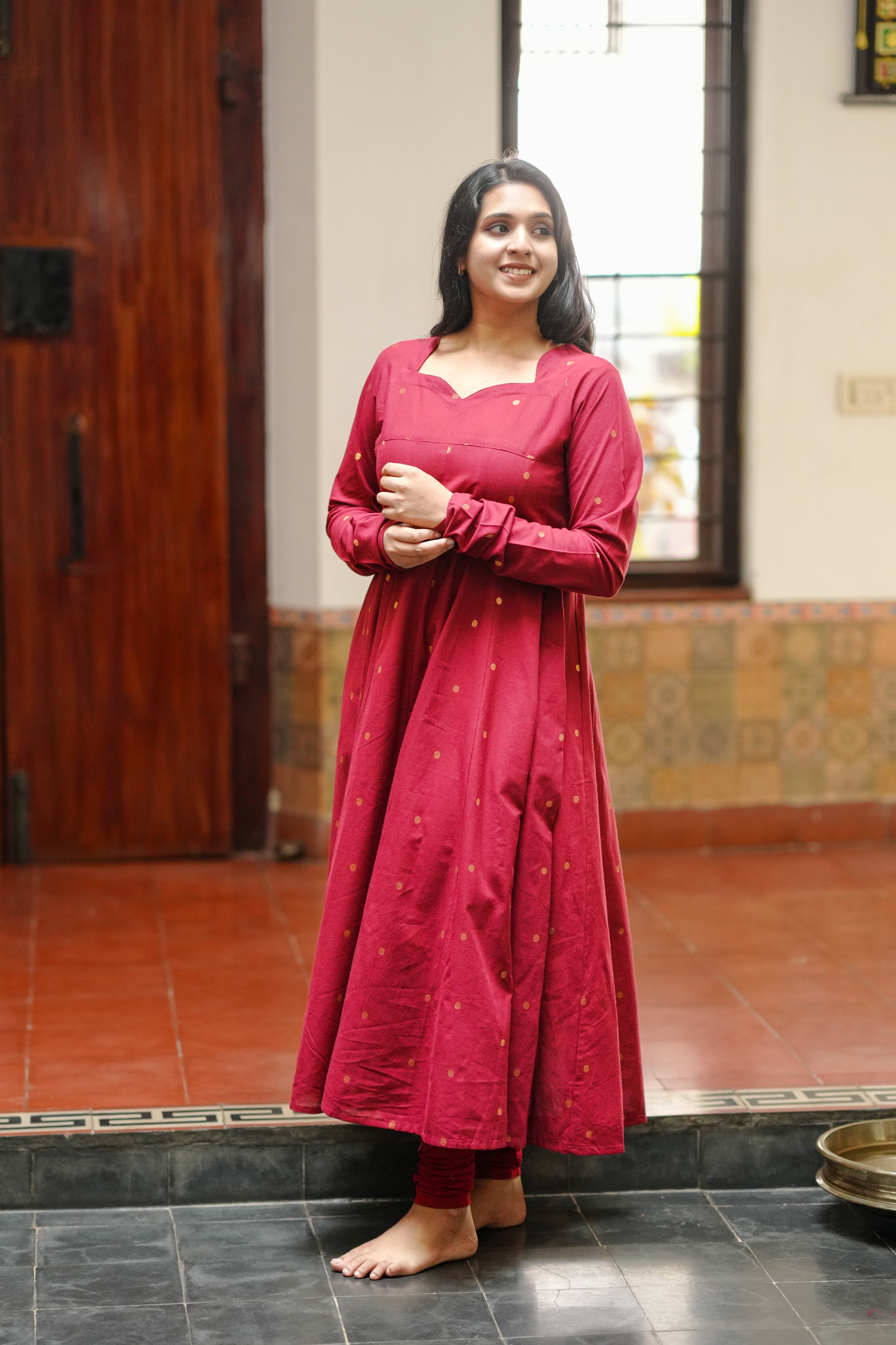 Maroon Cotton Anarkali for Women
Full Flared Maroon Anarkali for Women