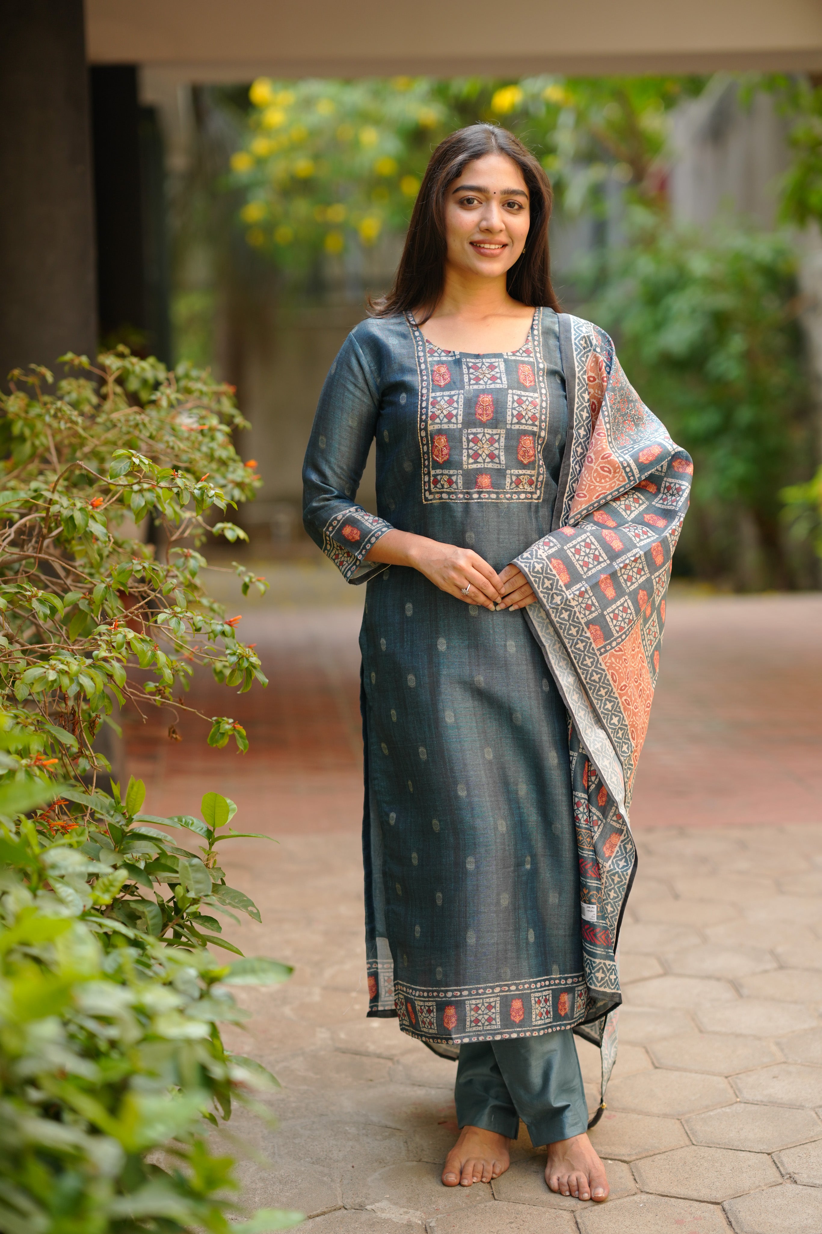 Grayish Blue Art Silk Kurti Set for Women
Art Silk Kurti Pant Dupatta Set for Women