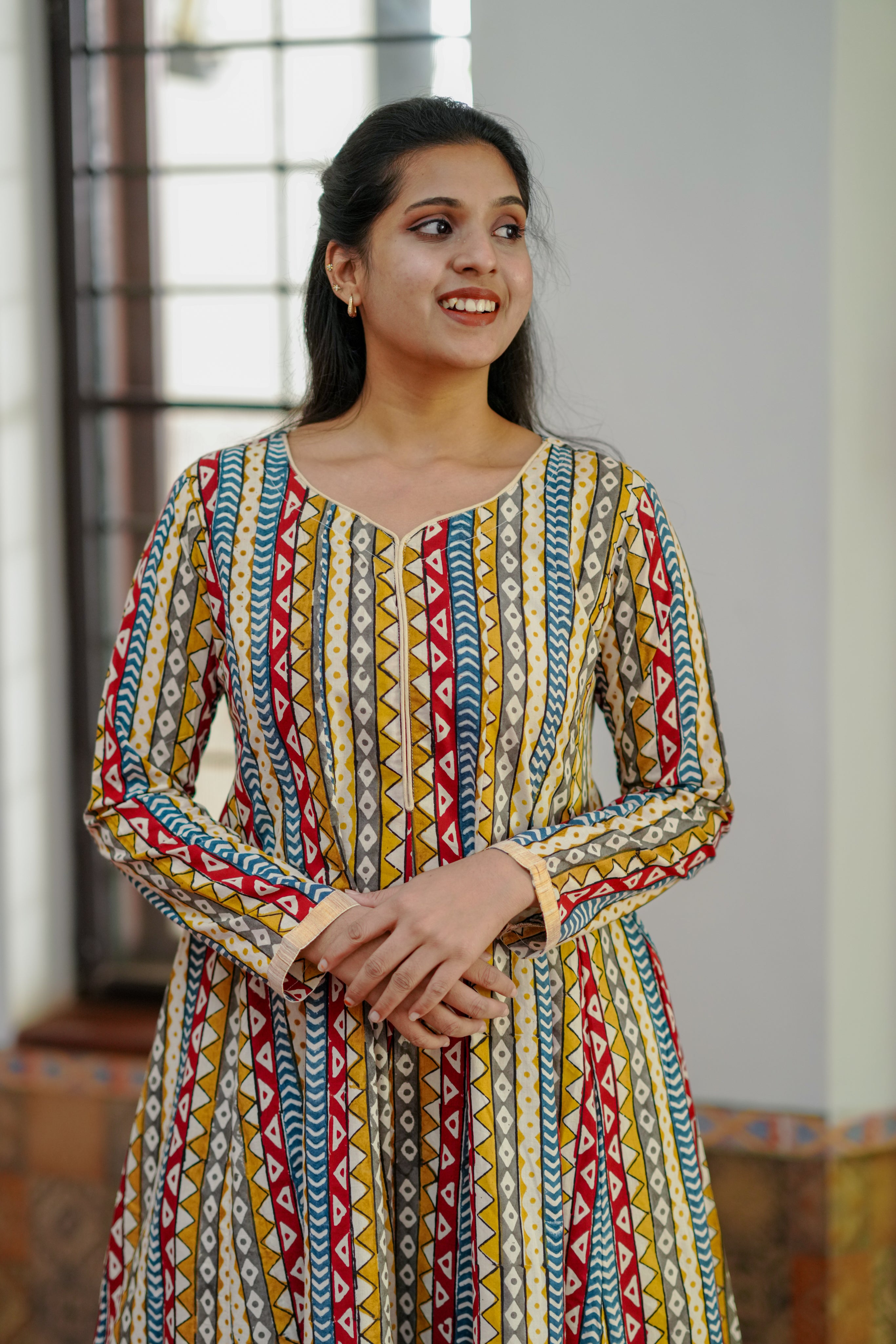 multicolor cotton kurti set for office
elegant south cotton full flared anarkali