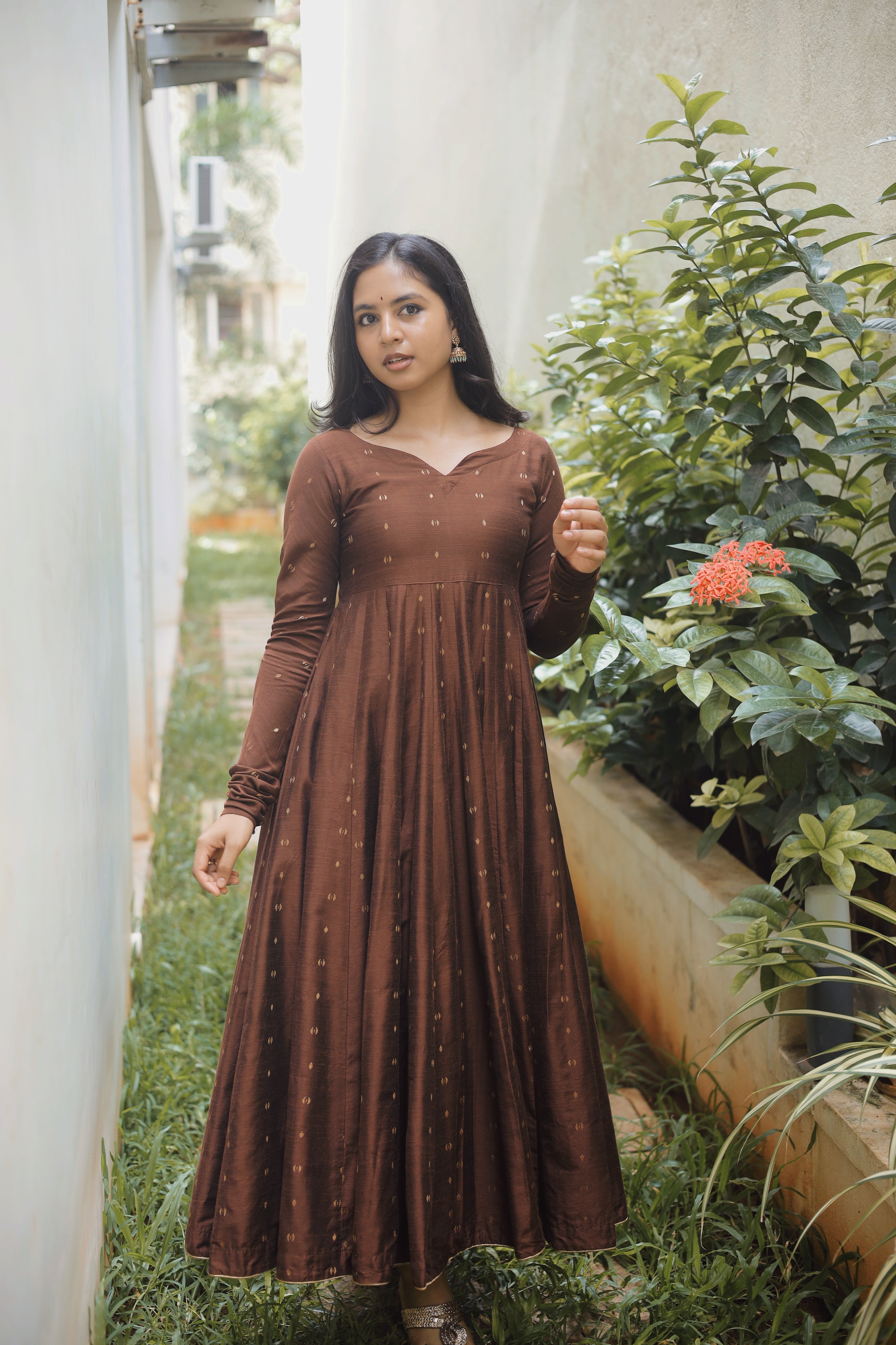 A festive Anarkali that blends traditional motifs with modern grace.