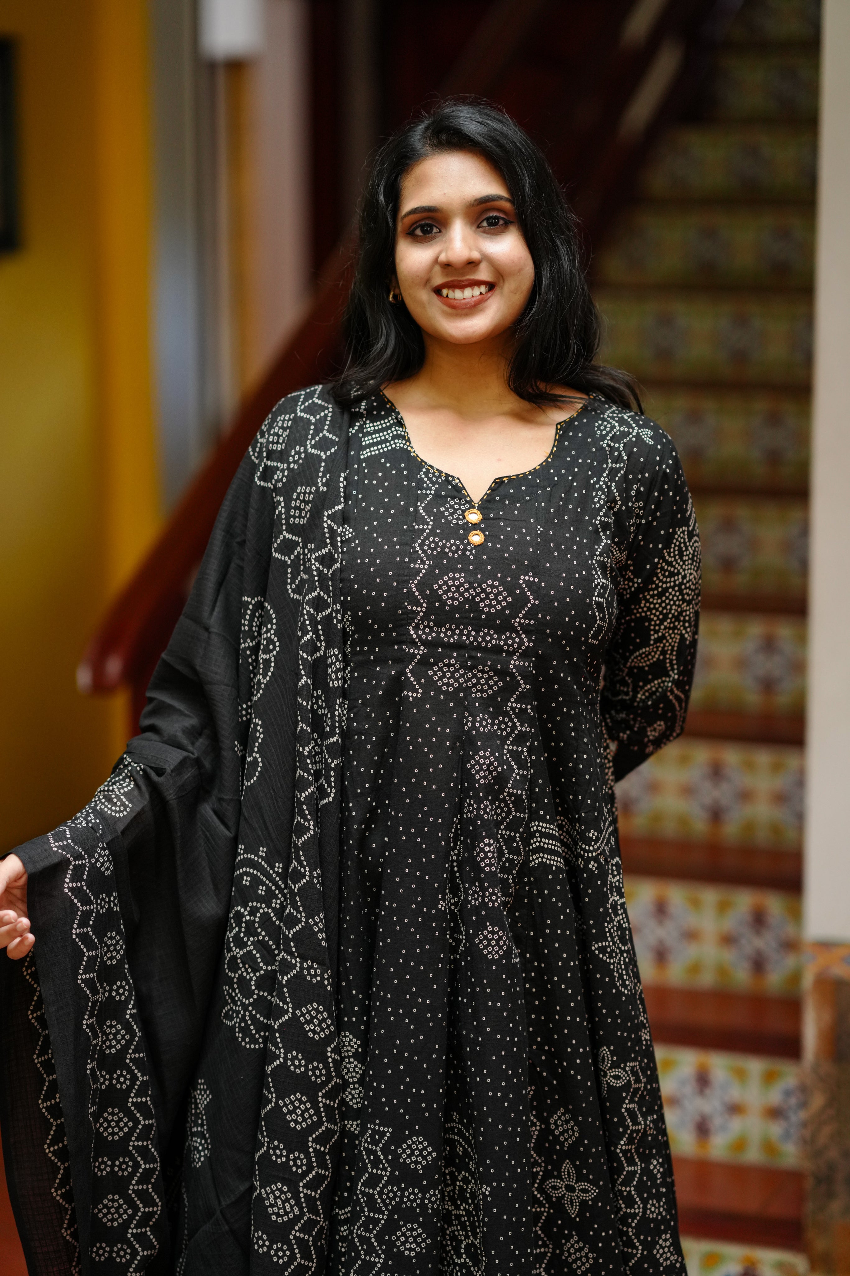 Black colored anarkali for women