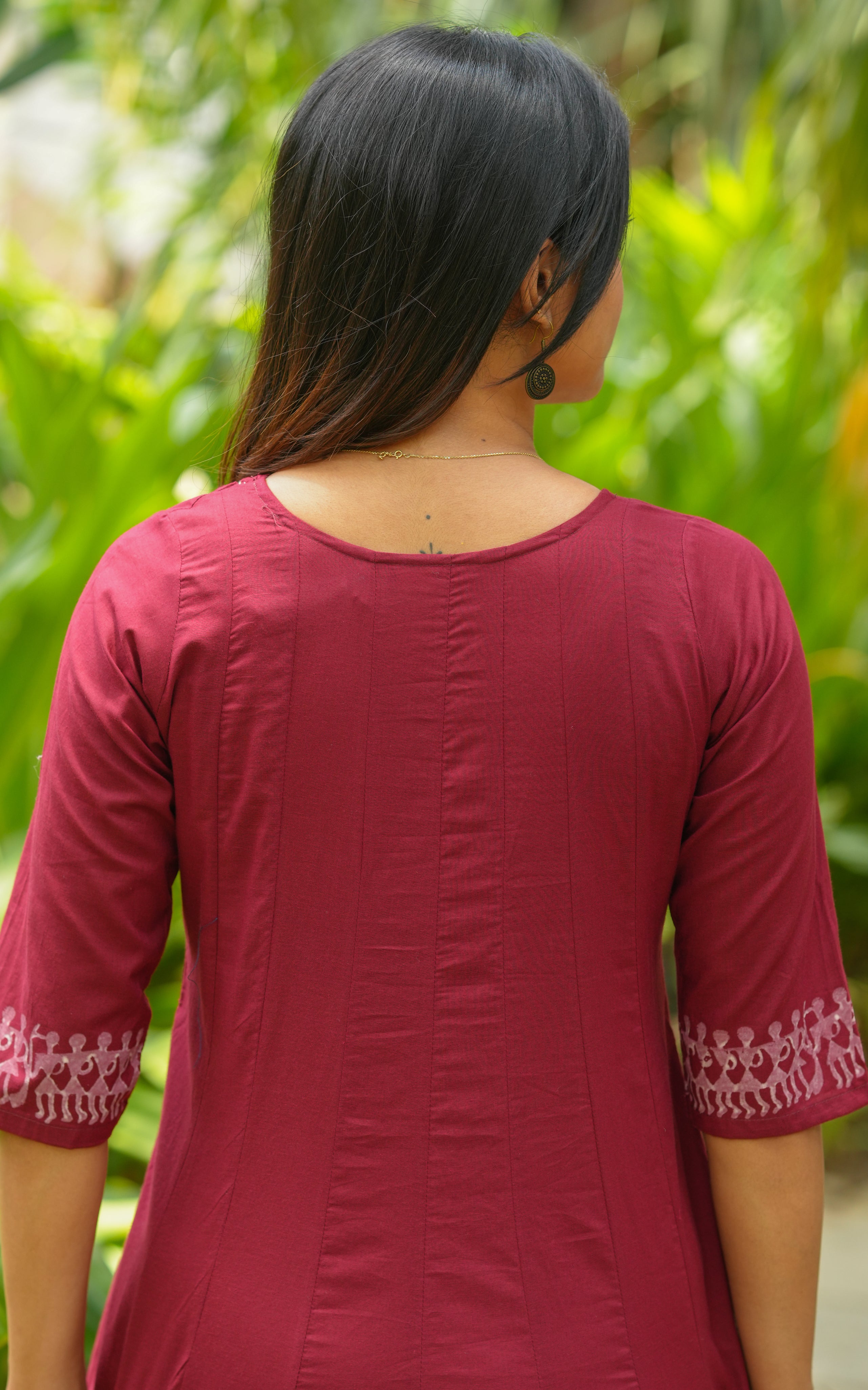 Maroon trendy ethnic kurti for women
