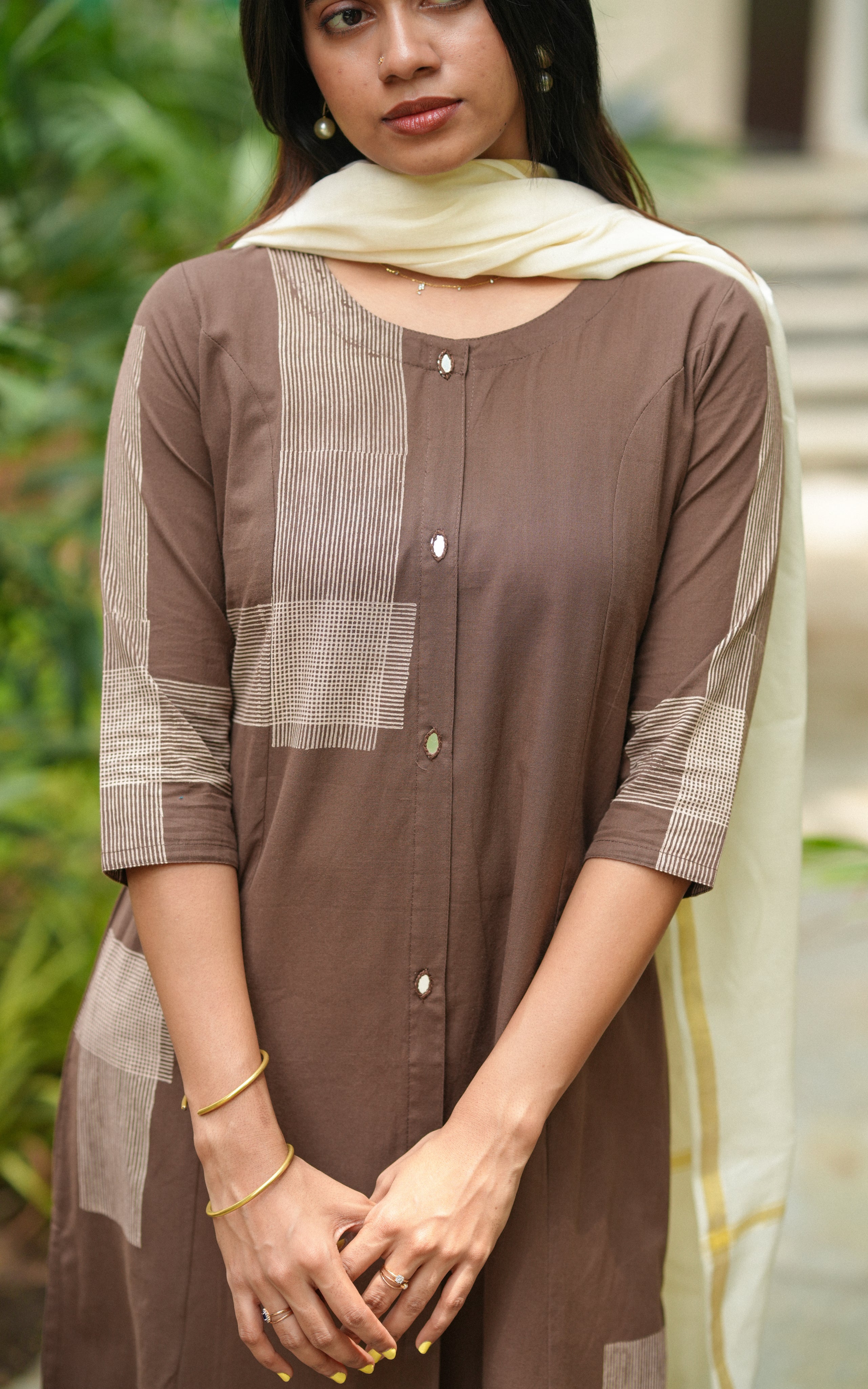 Brown stylish Aline kurti set for women