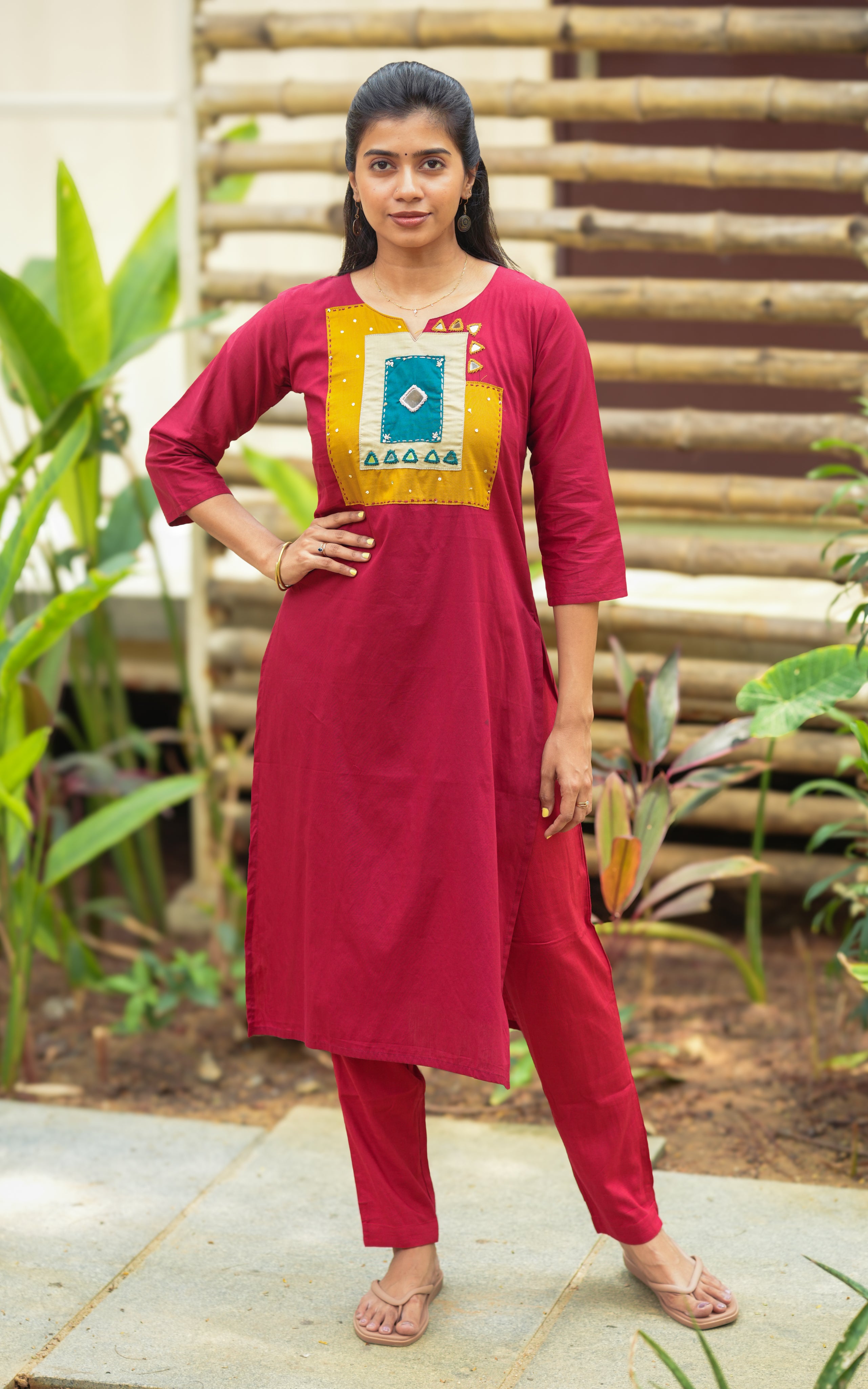Maroon classic cotton kurti for women