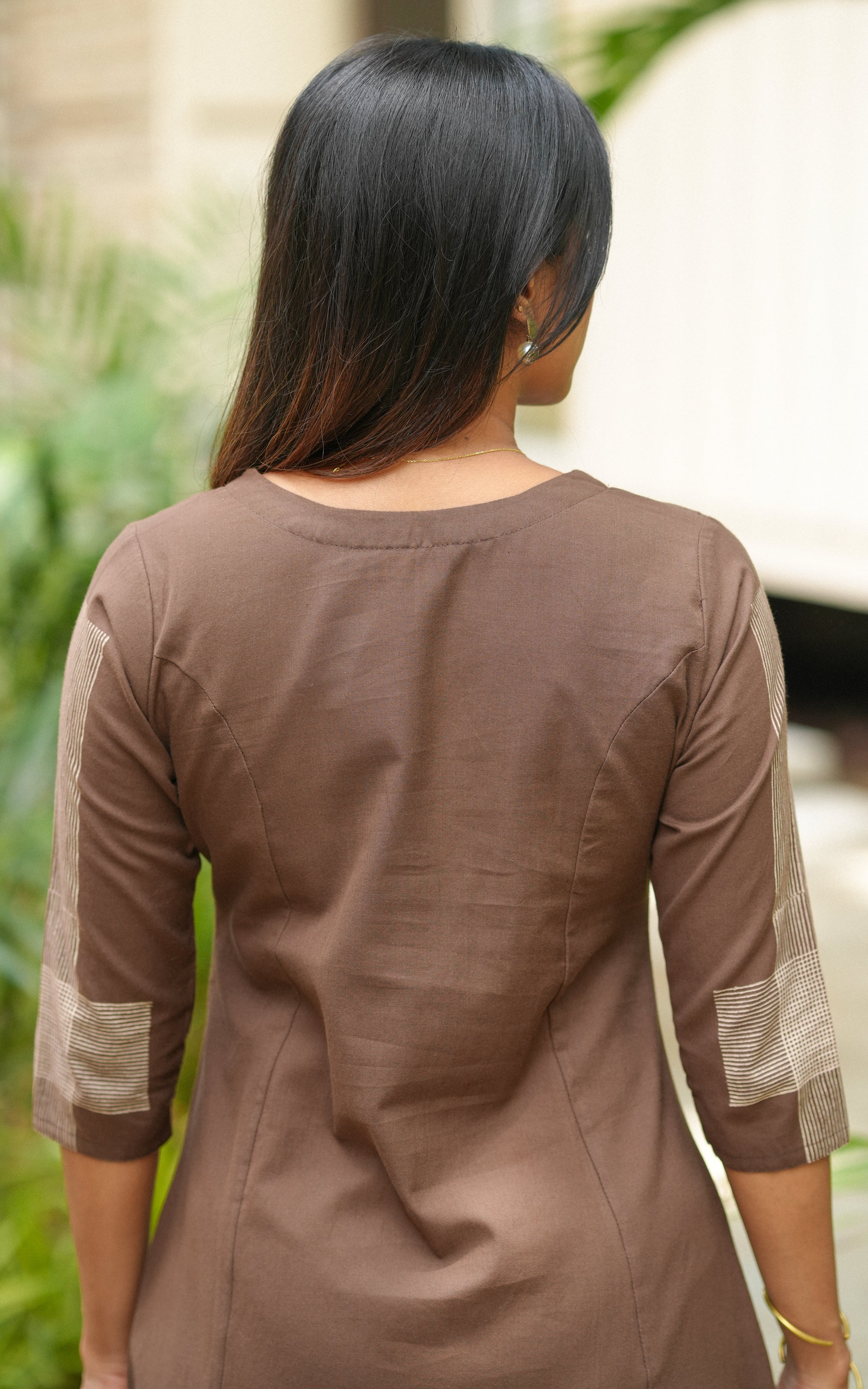 Instore – Brown Cotton Kurti Set for Women – Handblock Printed – Ethnic Wear