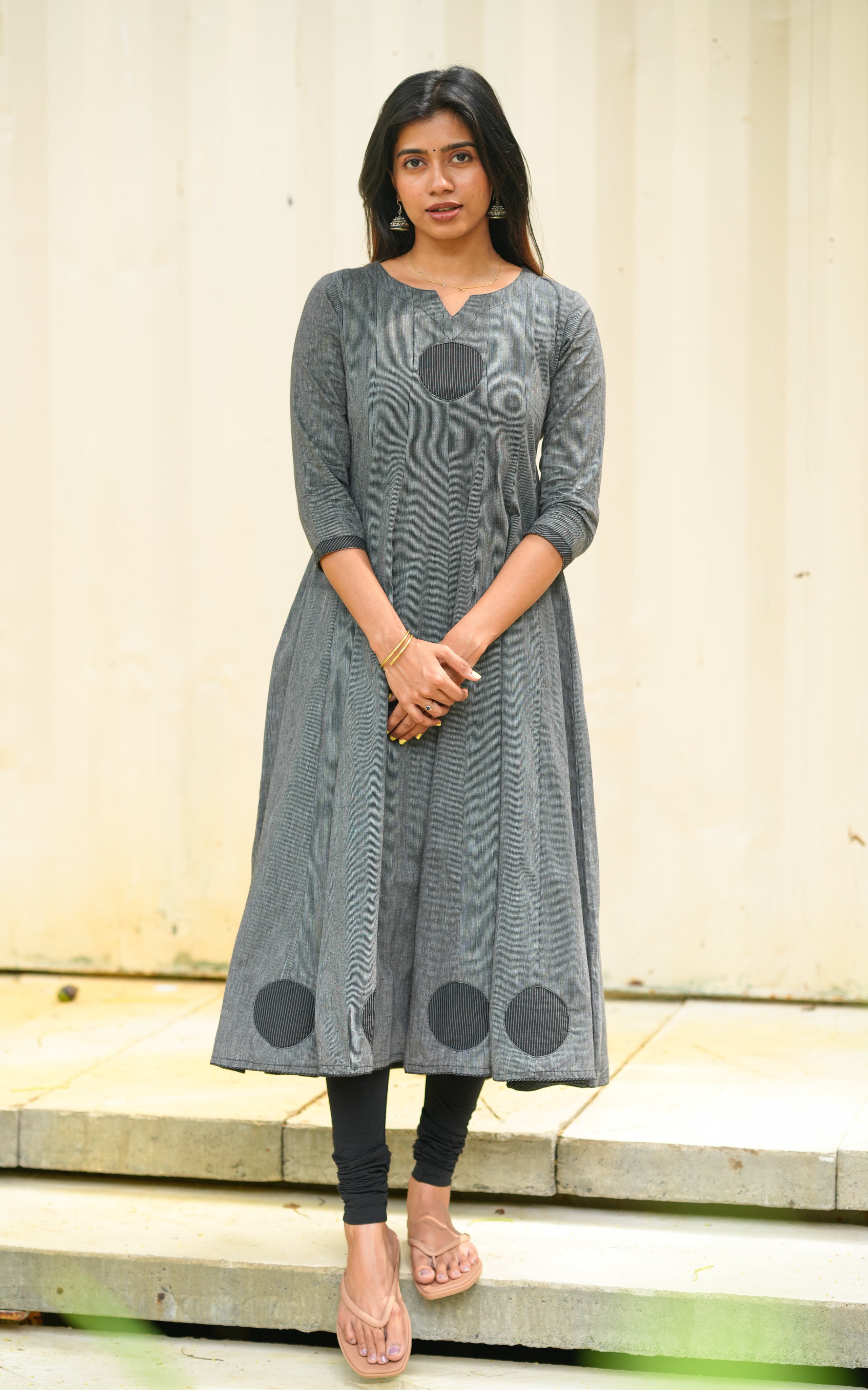 Elegant grey flared Anarkali for women