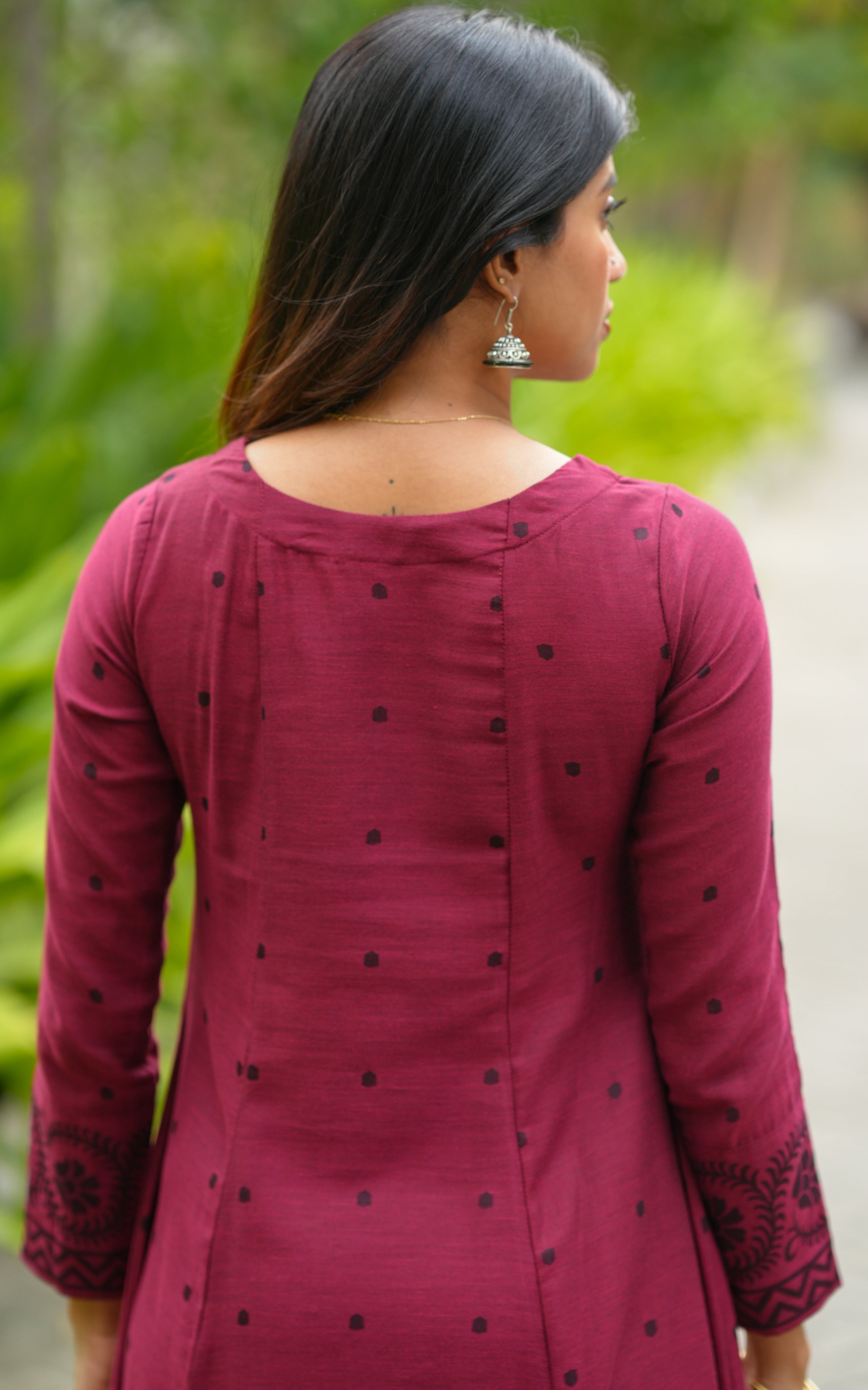 Maroon stylish Anarkali kurti set for women
