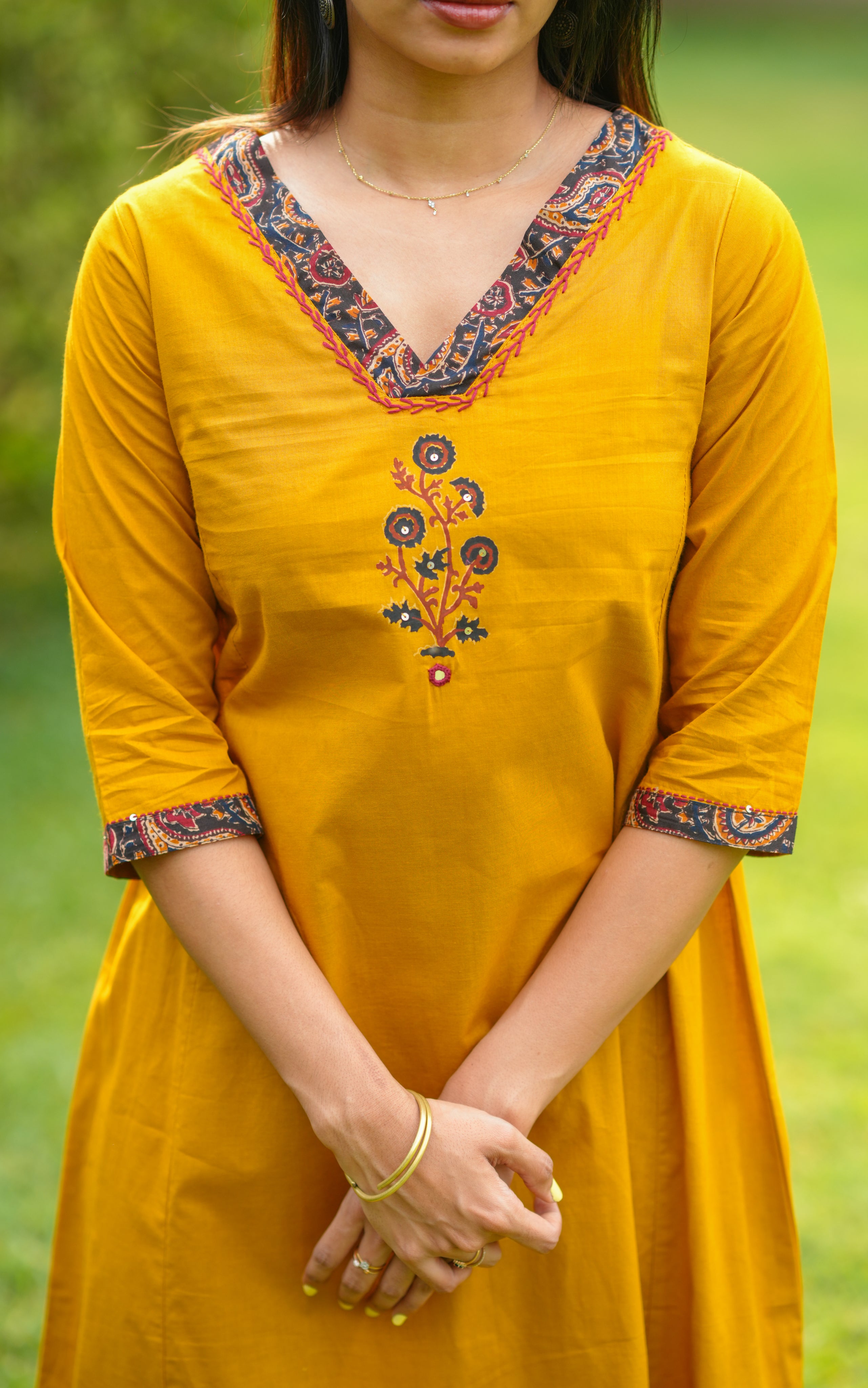 Instore – Mustard Casual Wear Cotton Kurti for Women – Ethnic Wear