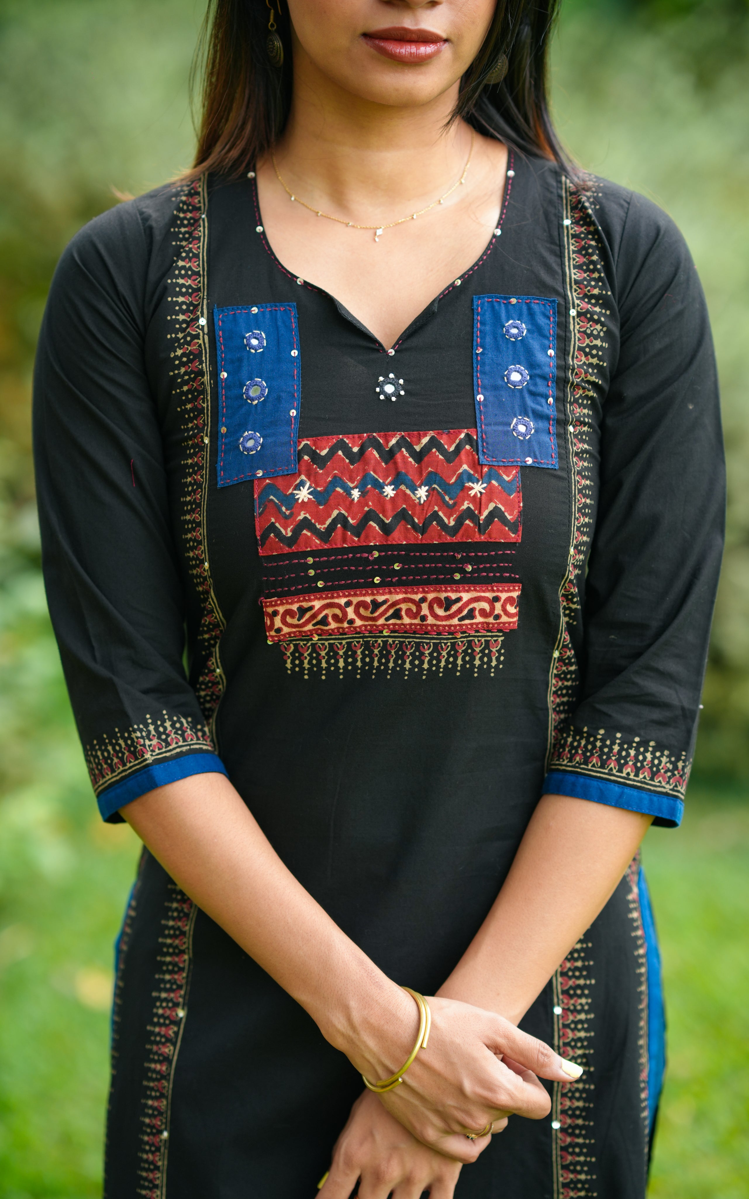 Traditional black long kurti for women