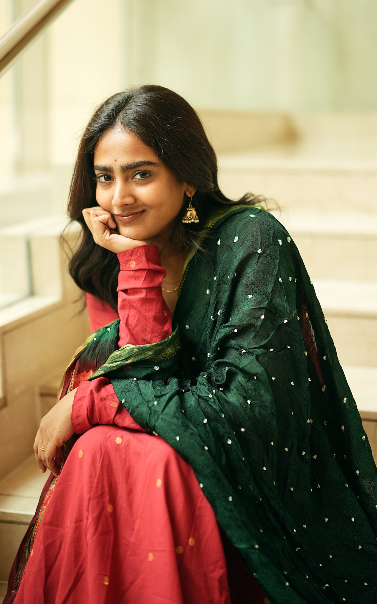 Kural Red (Kurti+Dupatta)