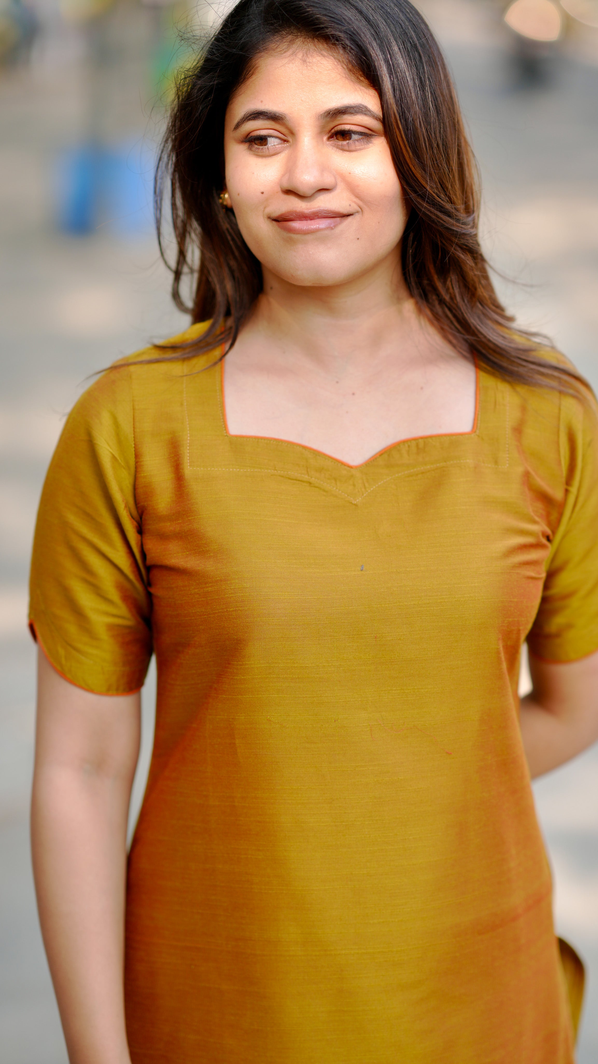 elegant silk cotton kurti for office
office wear silk cotton kurti
