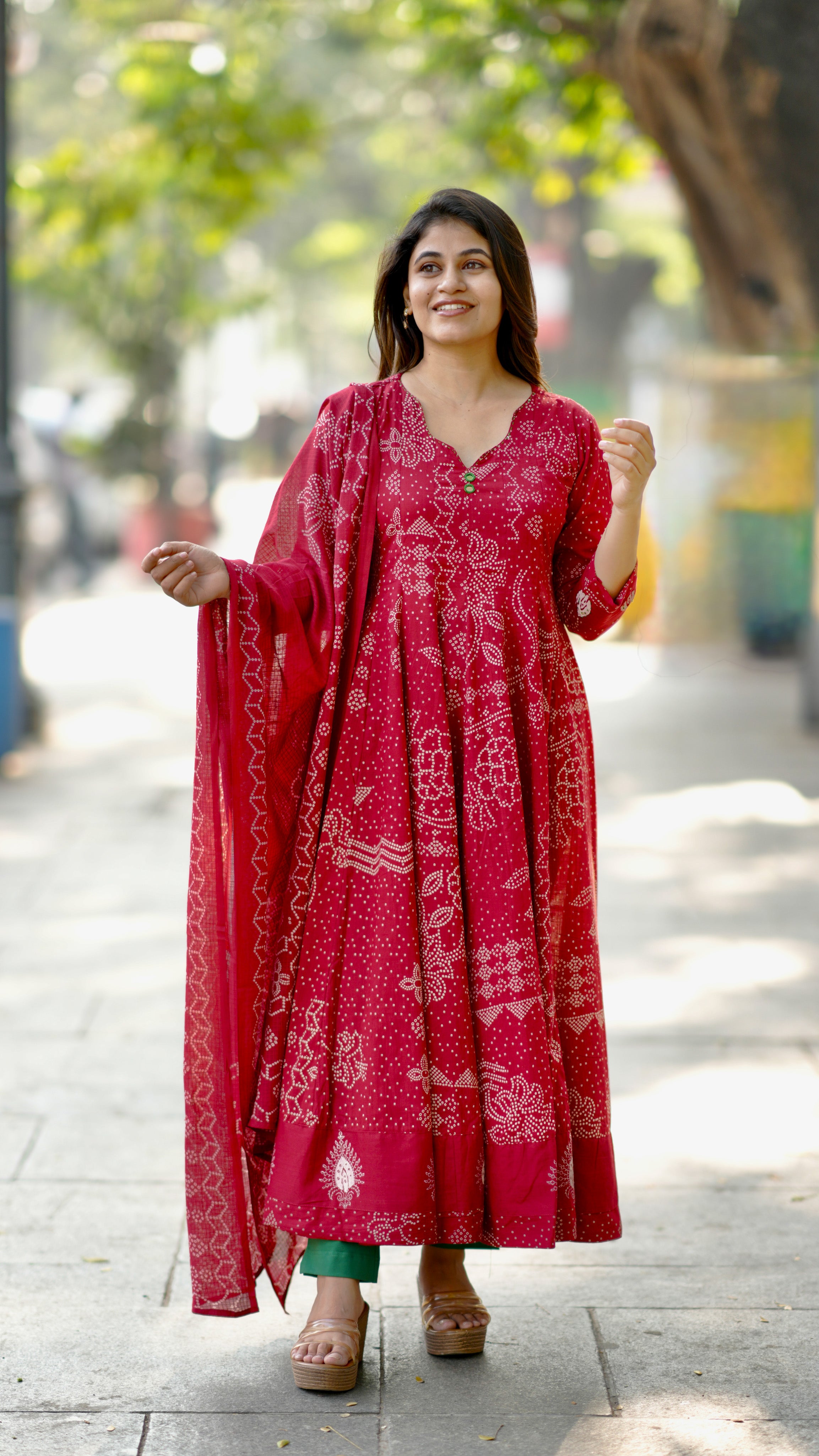 Madhumithra Red (Kurti+Dupatta)