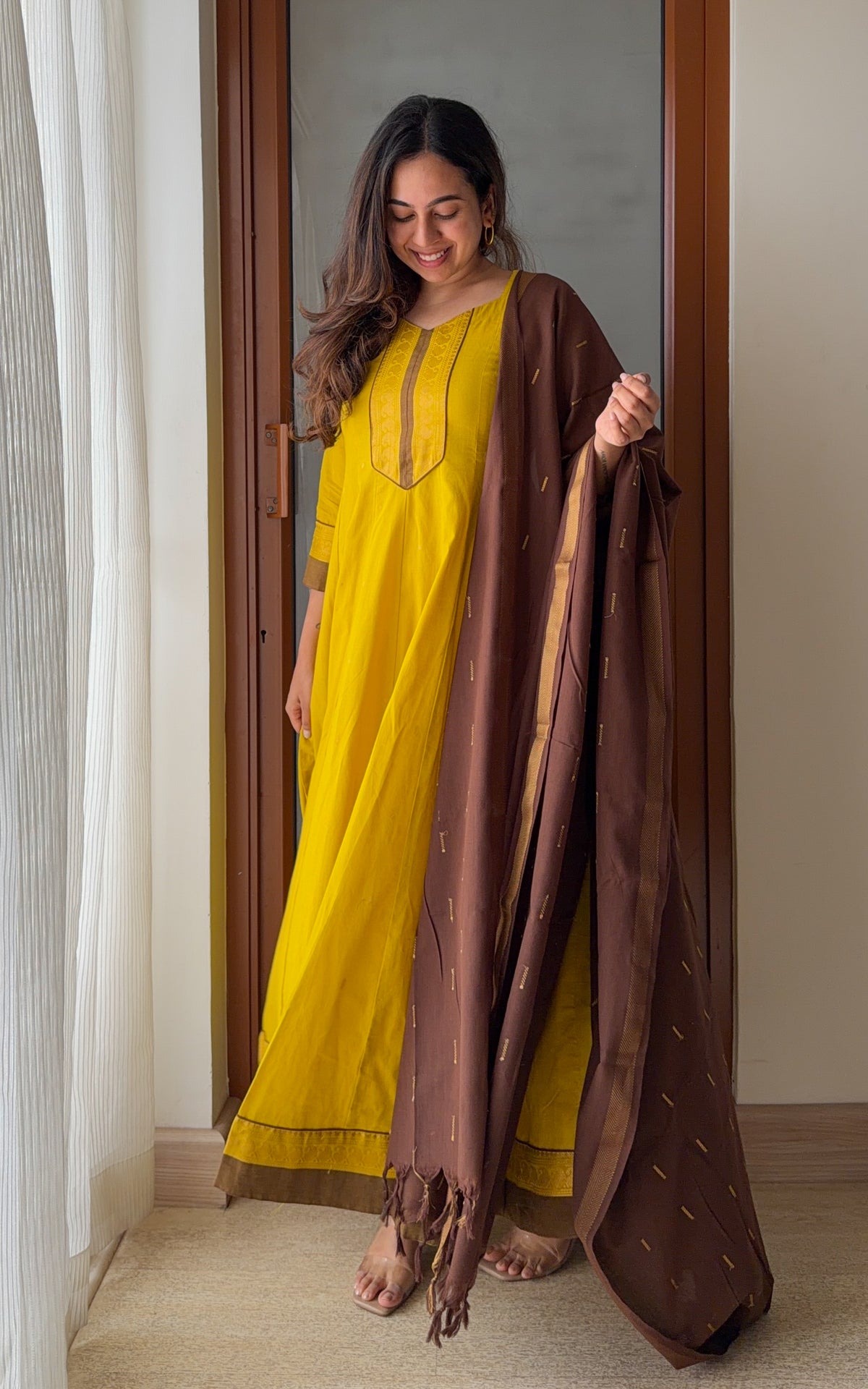 Kundhavai Mustard (Kurti+Dupatta)