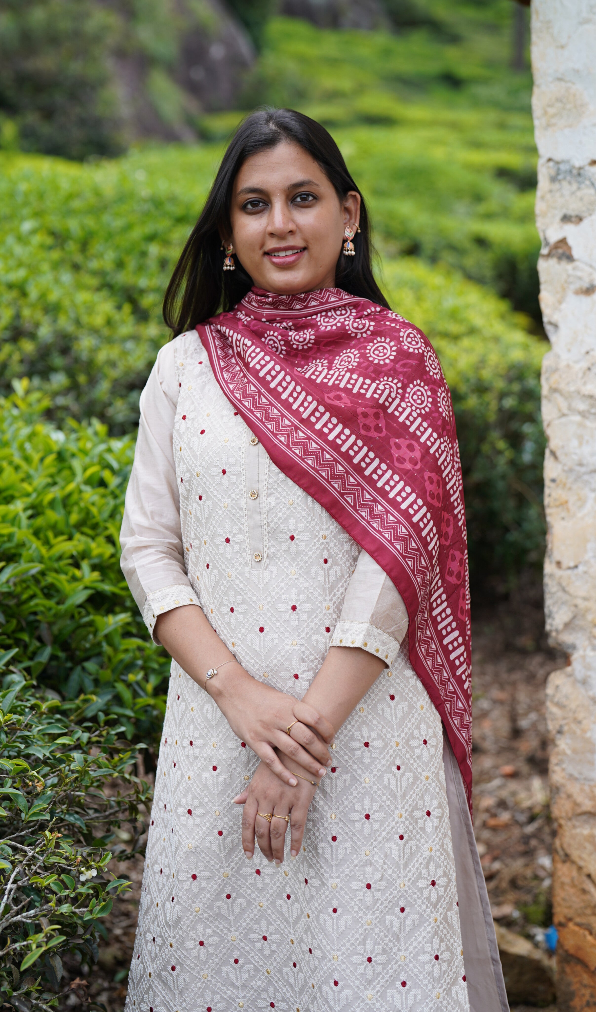 Instore - Cotton Straight Cut Kurti with Pant & Dupatta Set, Side Slit & Ethnic Wear