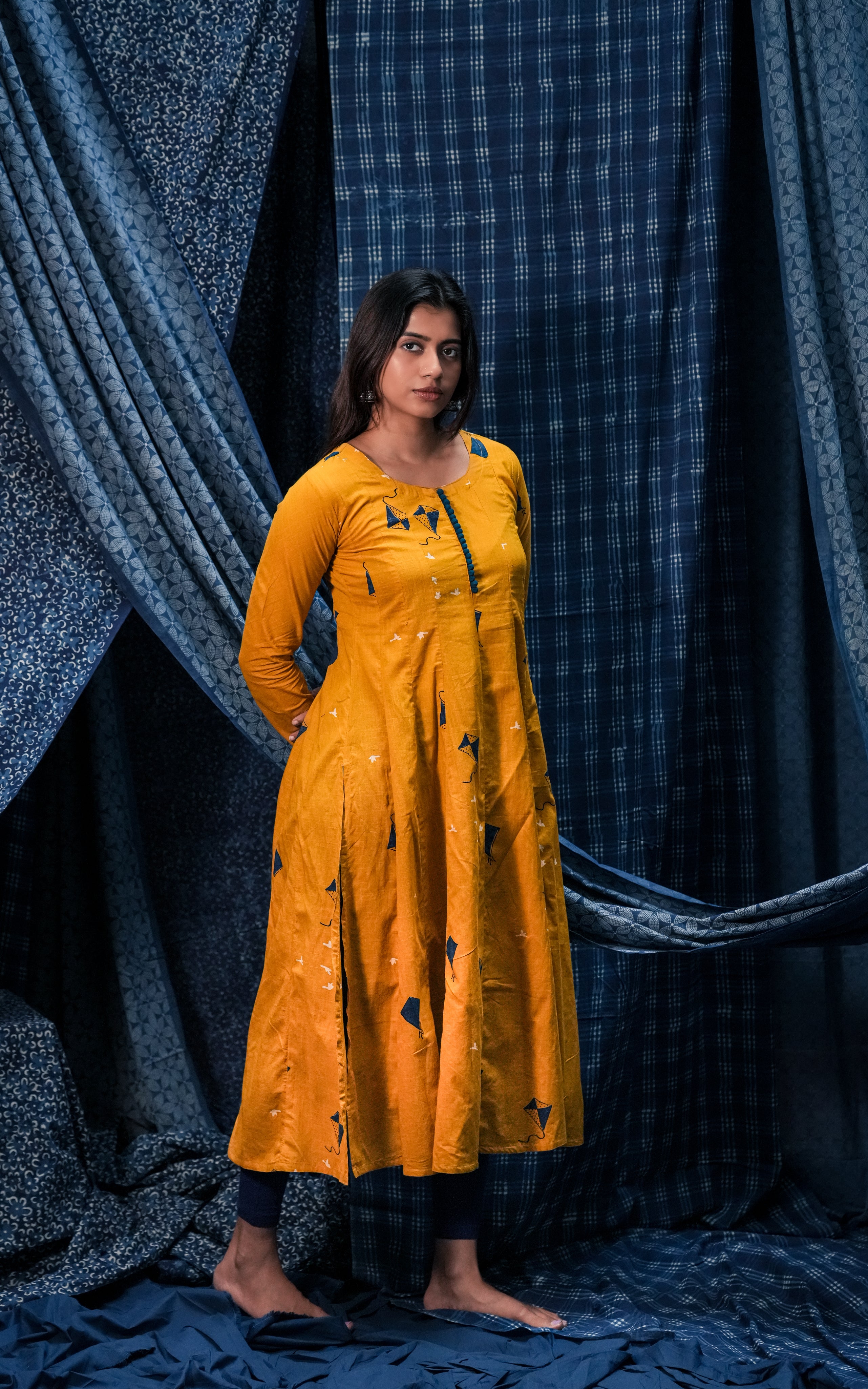 Kite Yellow 3/4th Sleeve (Kurti+Dupatta)