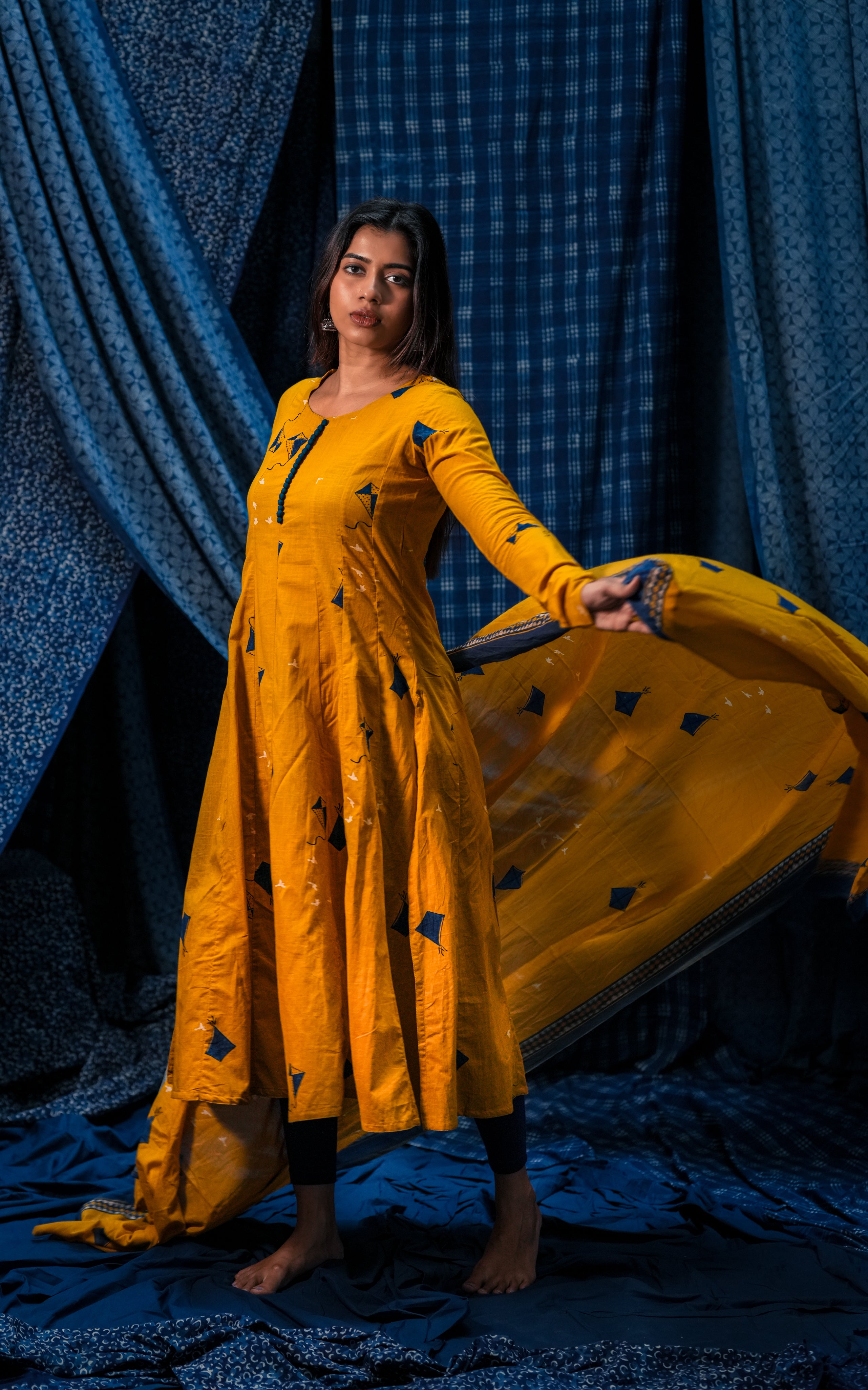 Kite Yellow 3/4th Sleeve (Kurti+Dupatta)