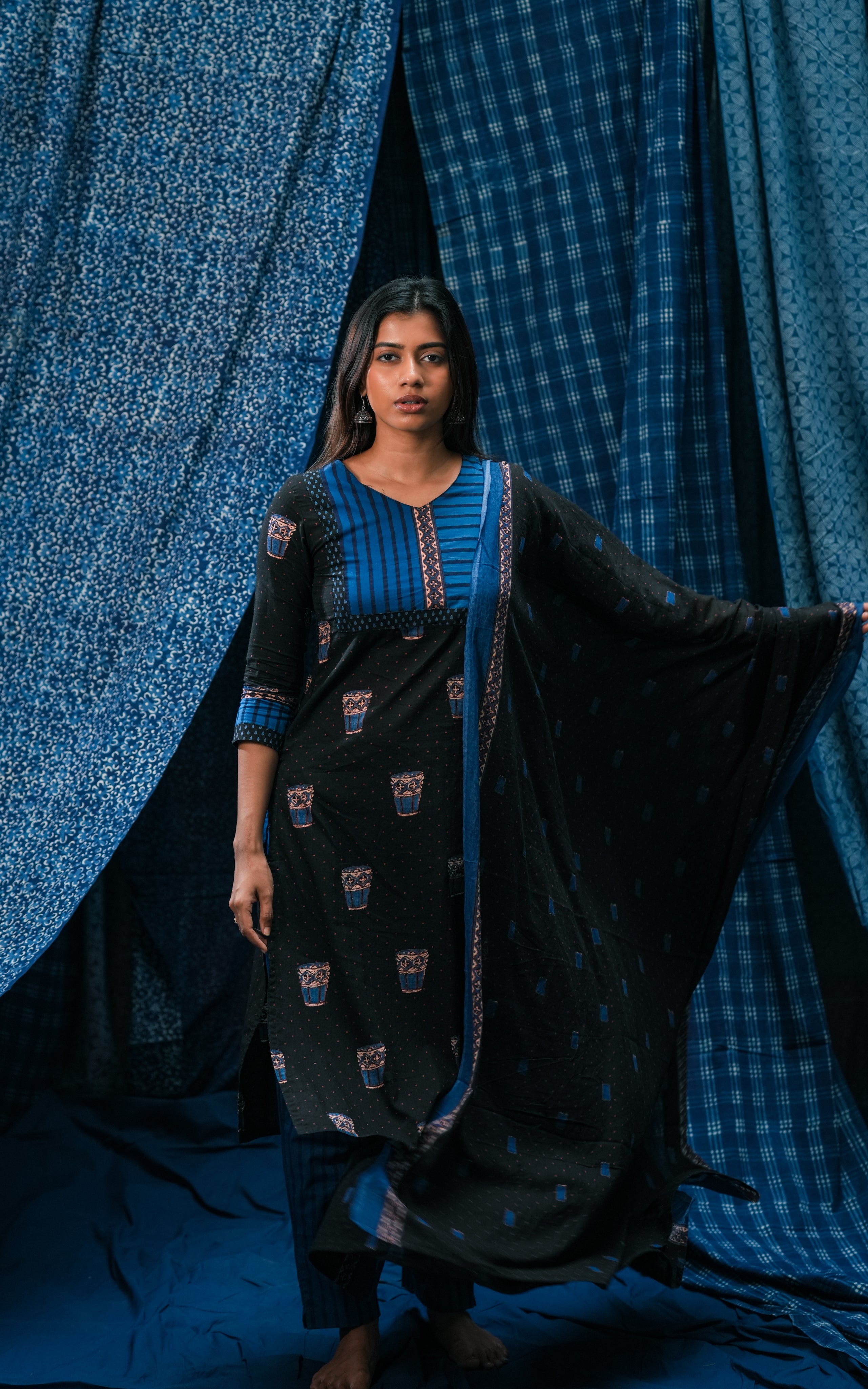 Chai Black (Kurti+Pant+Dupatta)