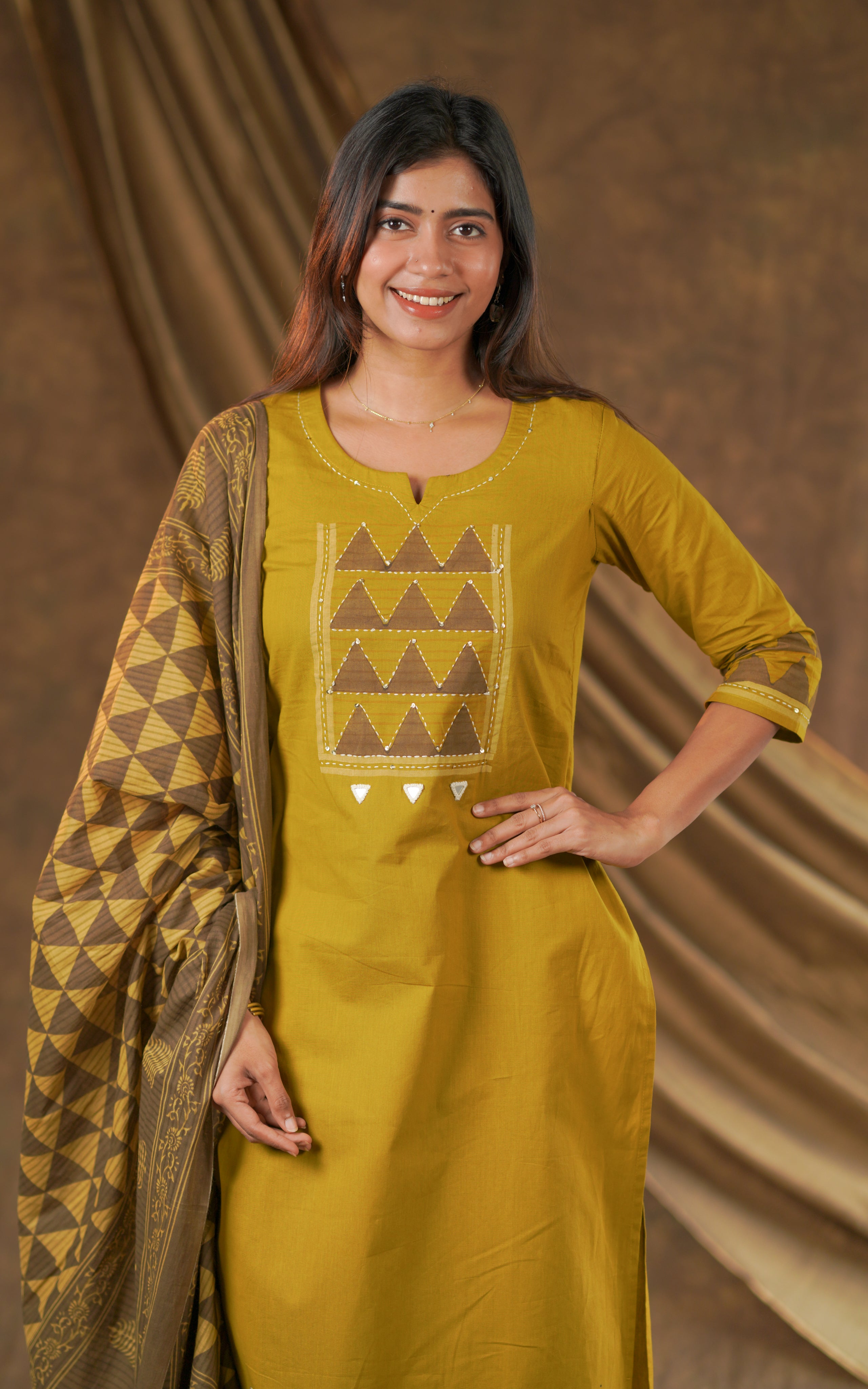 Rubashree Handblock (Kurti+Pant+Dupatta)